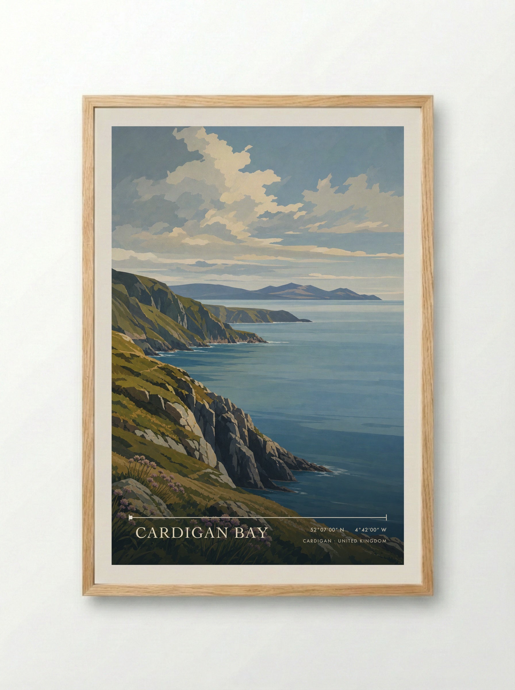 Cardigan Bay United Kingdom Travel Poster - Framed Print Wood