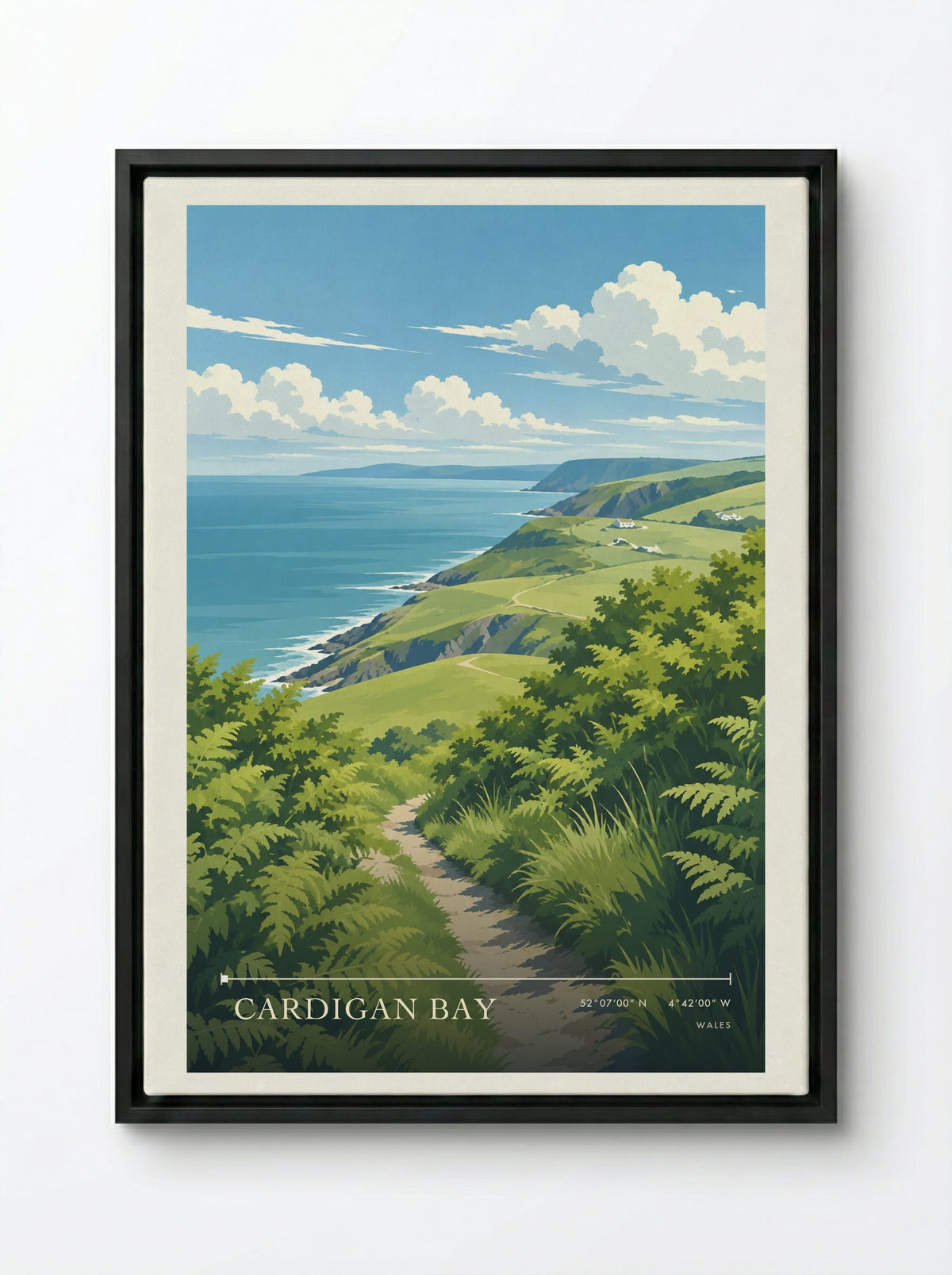 Cardigan Bay | Travel Poster - Framed Canvas Black