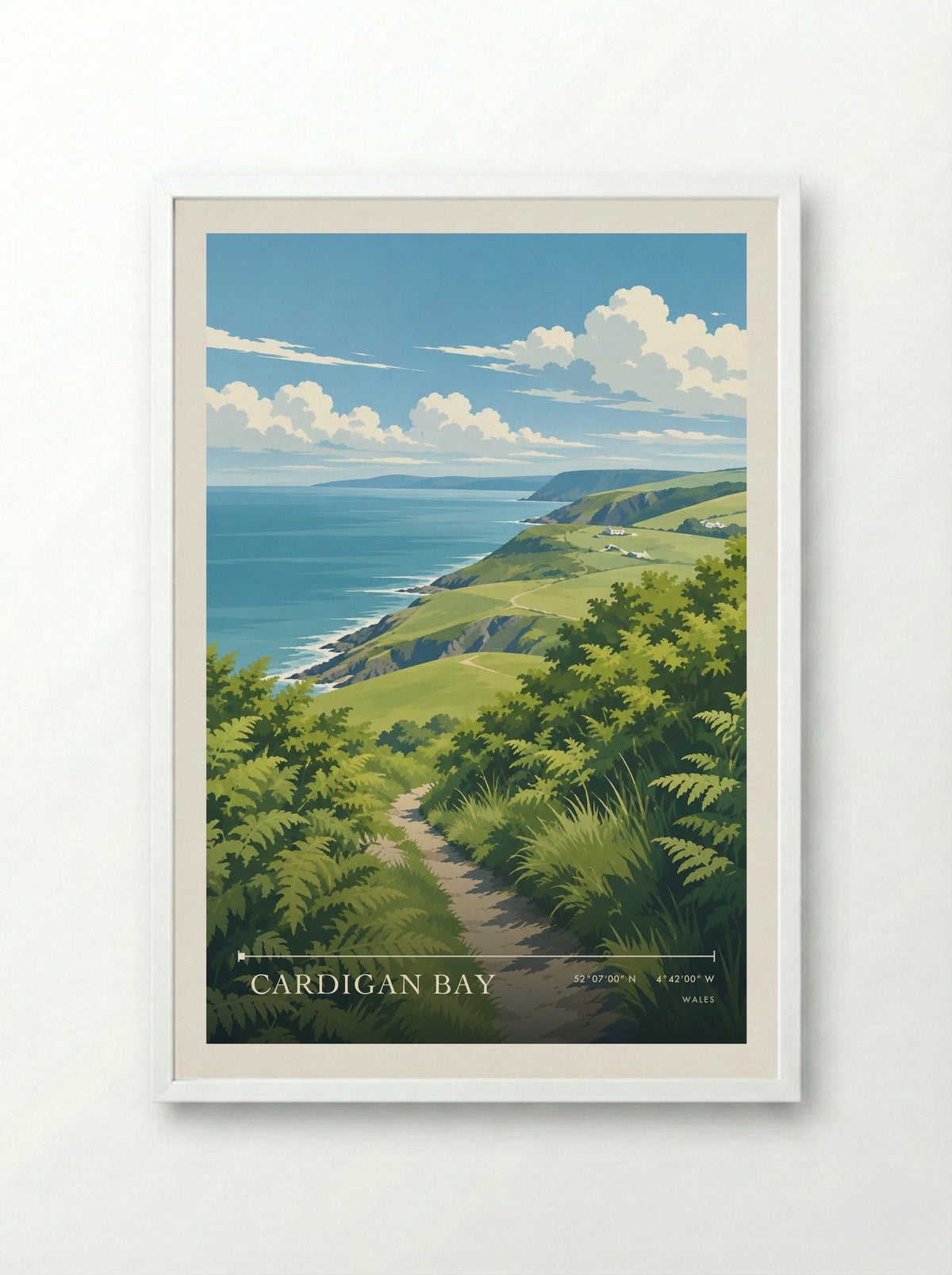 Cardigan Bay | Travel Poster - Framed Print White