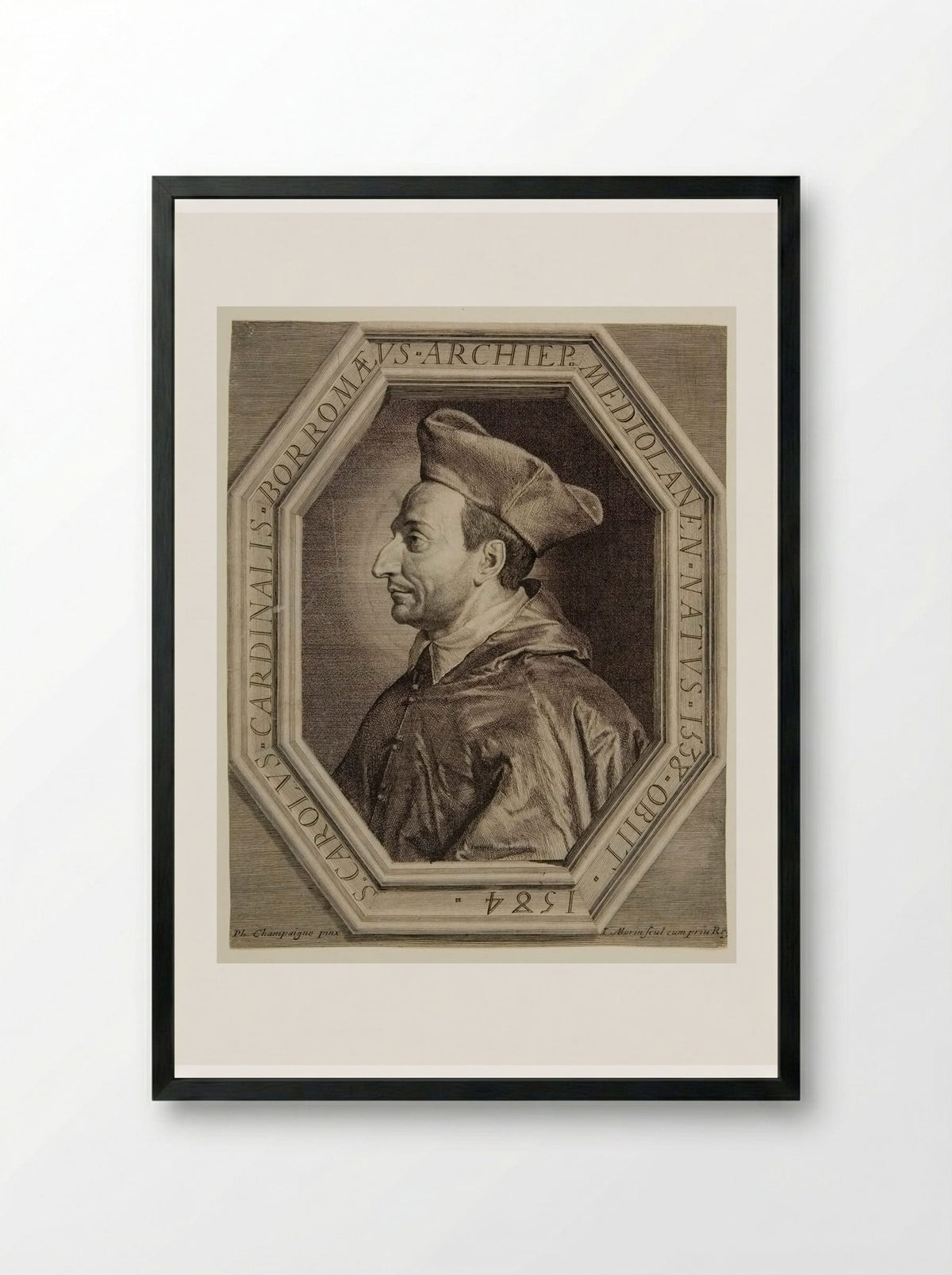 Cardinal Carlo Borromeo - Jean Morin - Framed Print Black