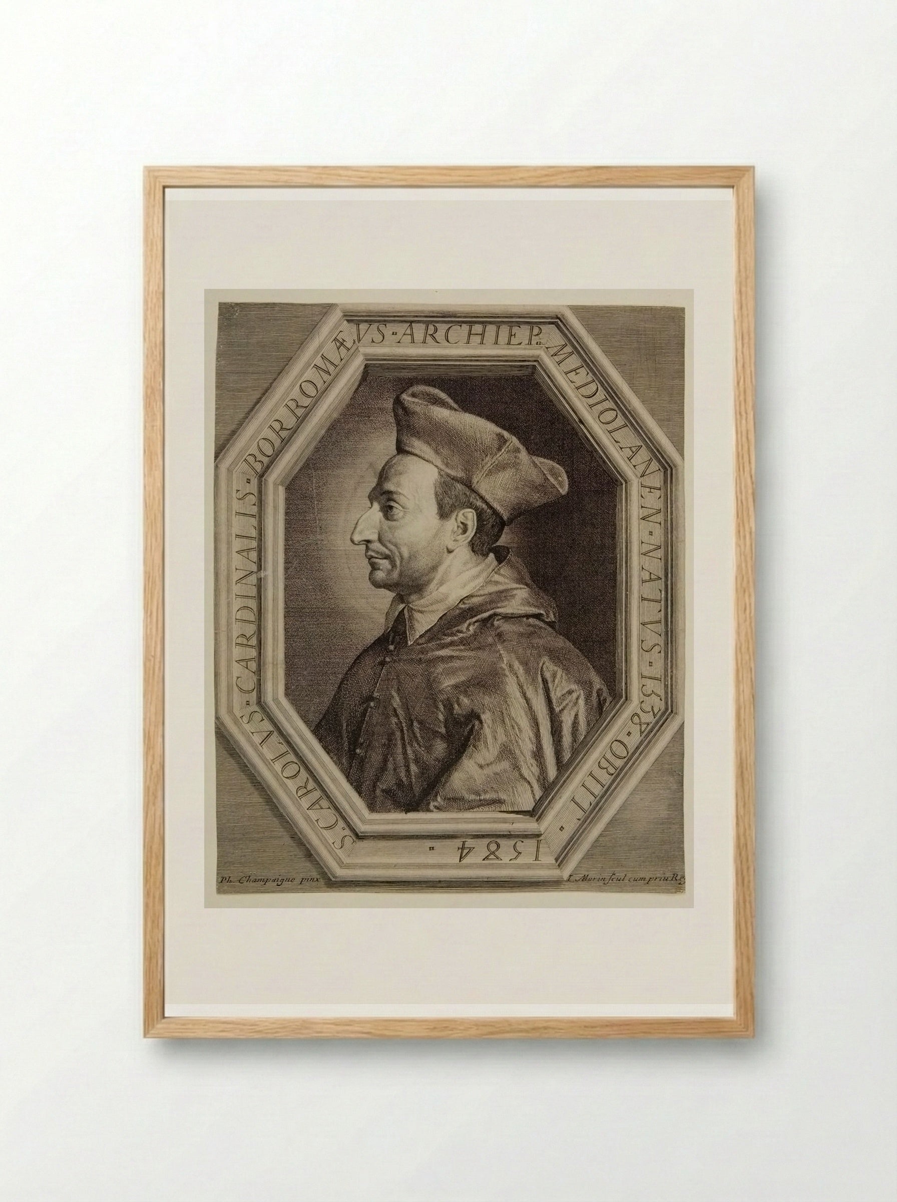 Cardinal Carlo Borromeo - Jean Morin - Framed Print Wood