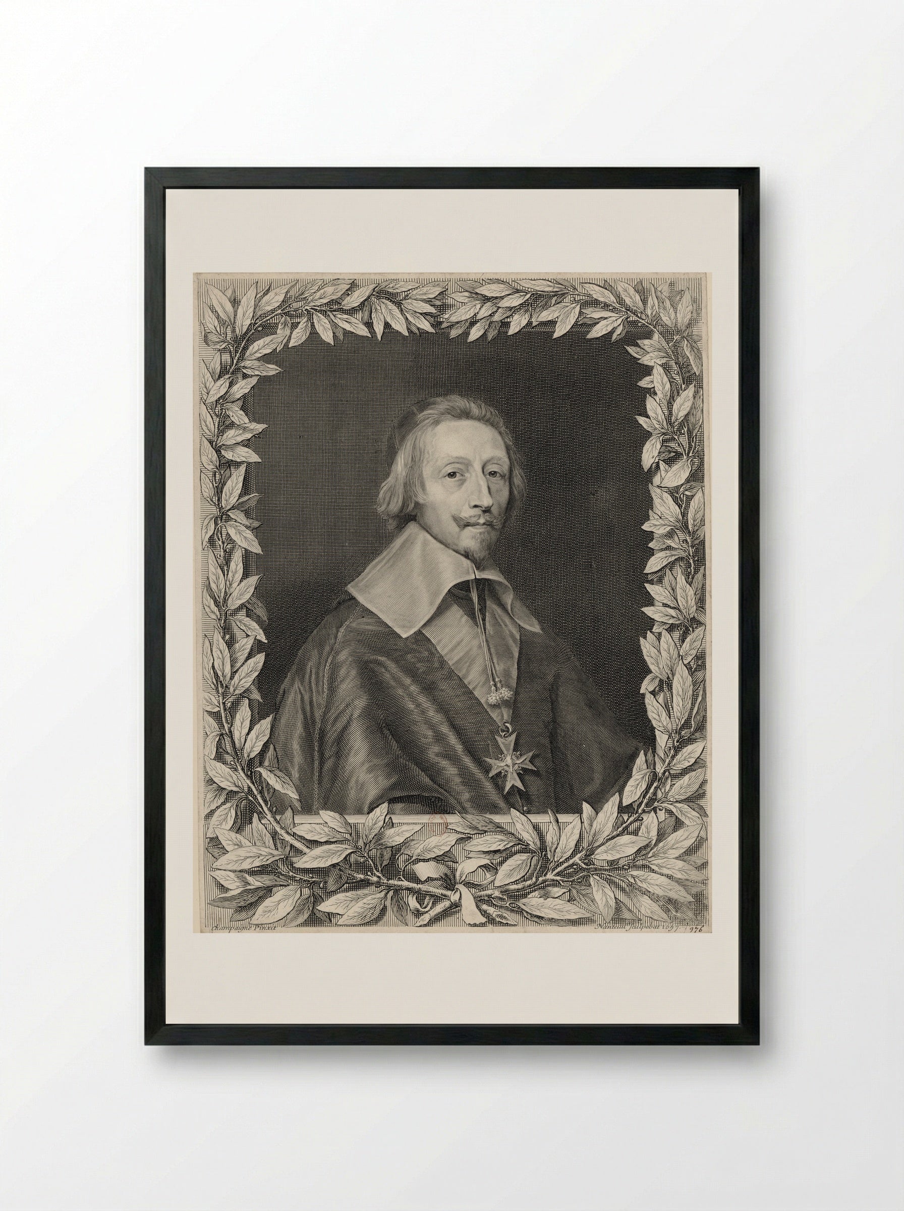 Cardinal Richelieu (Armand-Jean du Plessis) - Robert Nanteuil - Framed Print Black