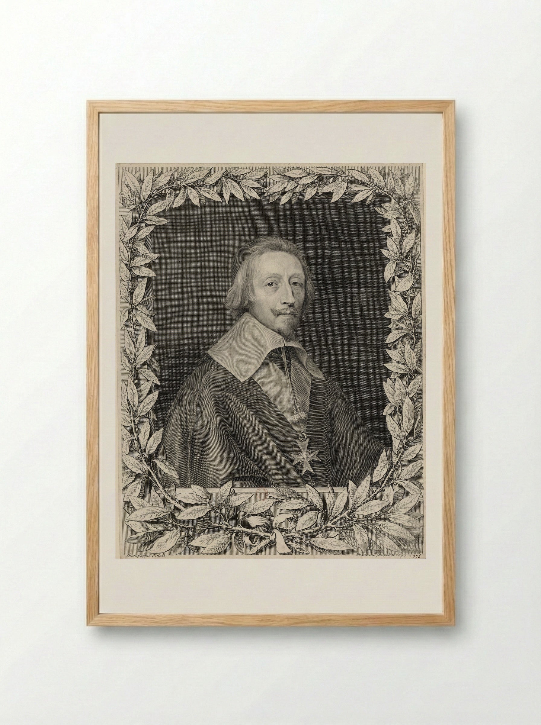 Cardinal Richelieu (Armand-Jean du Plessis) - Robert Nanteuil - Framed Print Wood