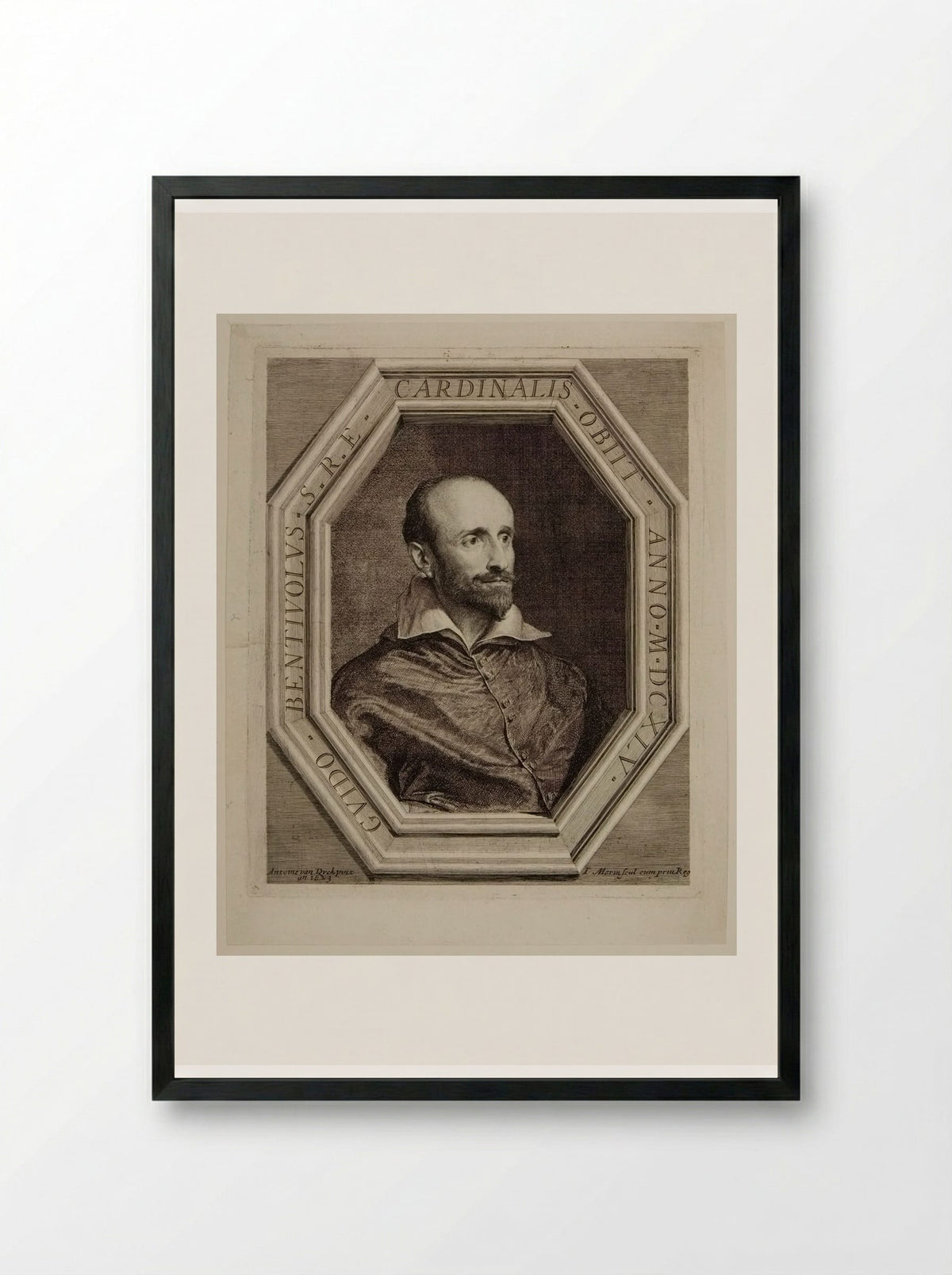 Cardinalis Guido Bentivolus - Jean Morin - Framed Print Black