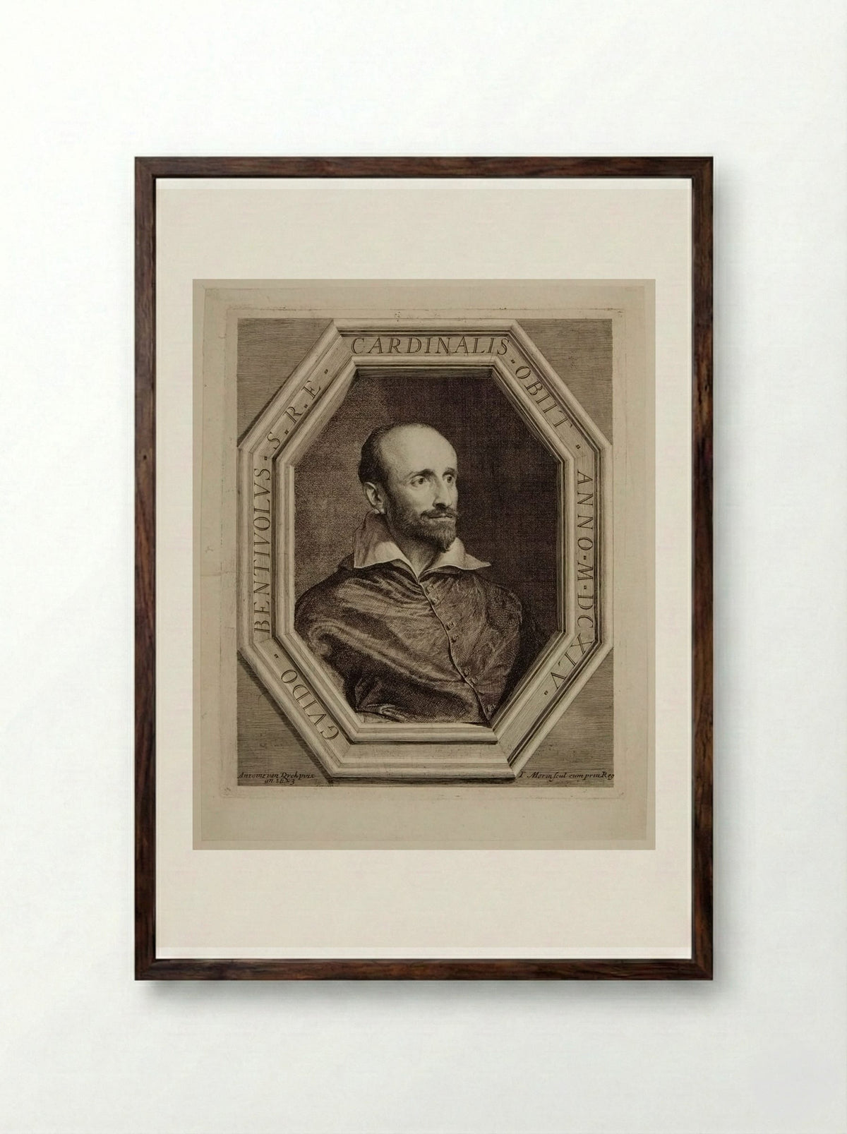Cardinalis Guido Bentivolus - Jean Morin - Framed Print Dark Wood