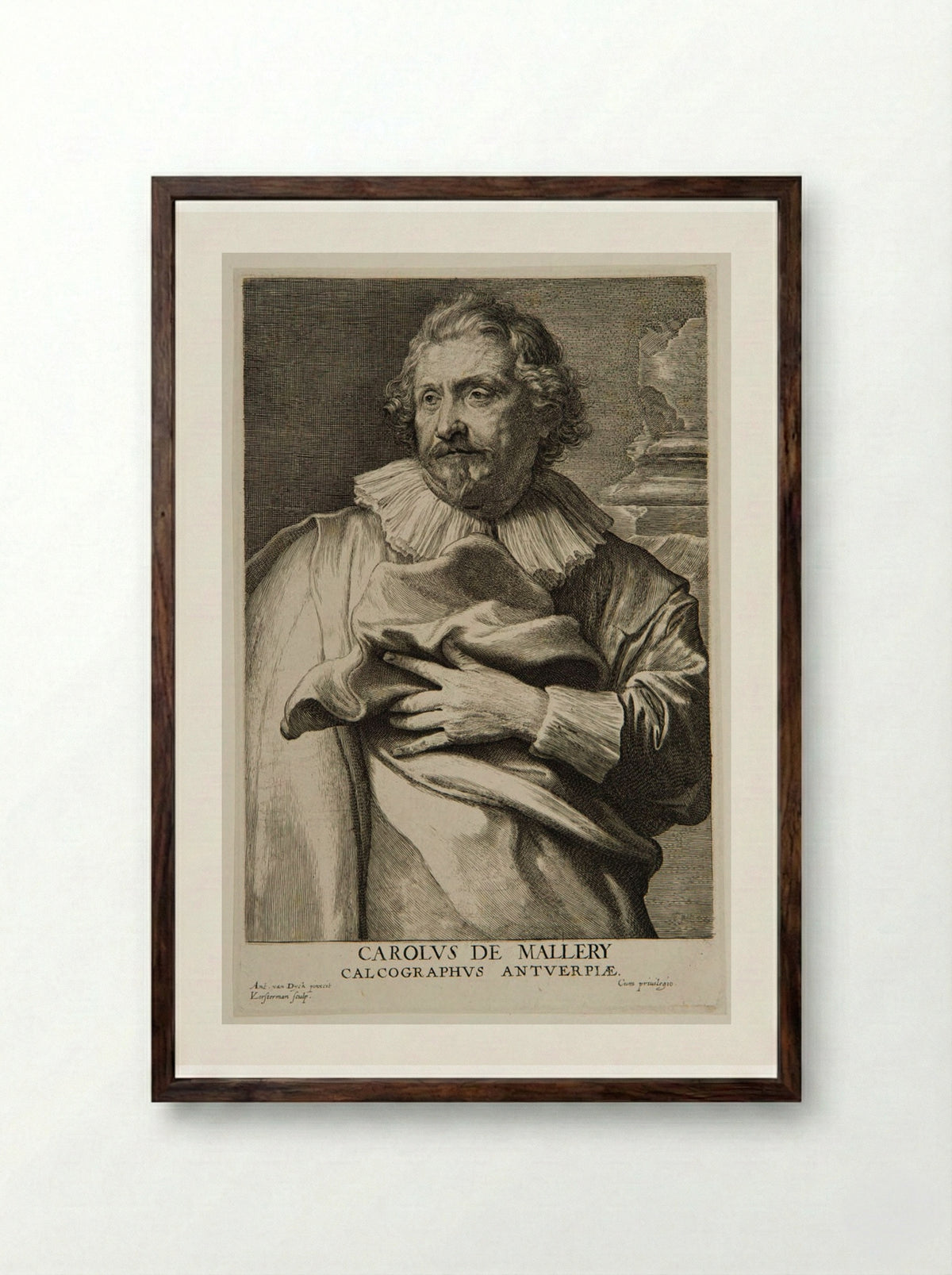 Carel van Mallery - Lucas Vorsterman I - Framed Print Dark Wood