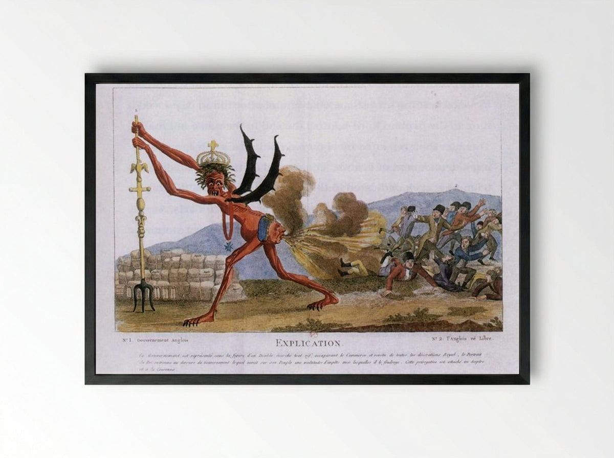 Caricature of the English Government - Jacques-Louis David - Framed Print Black