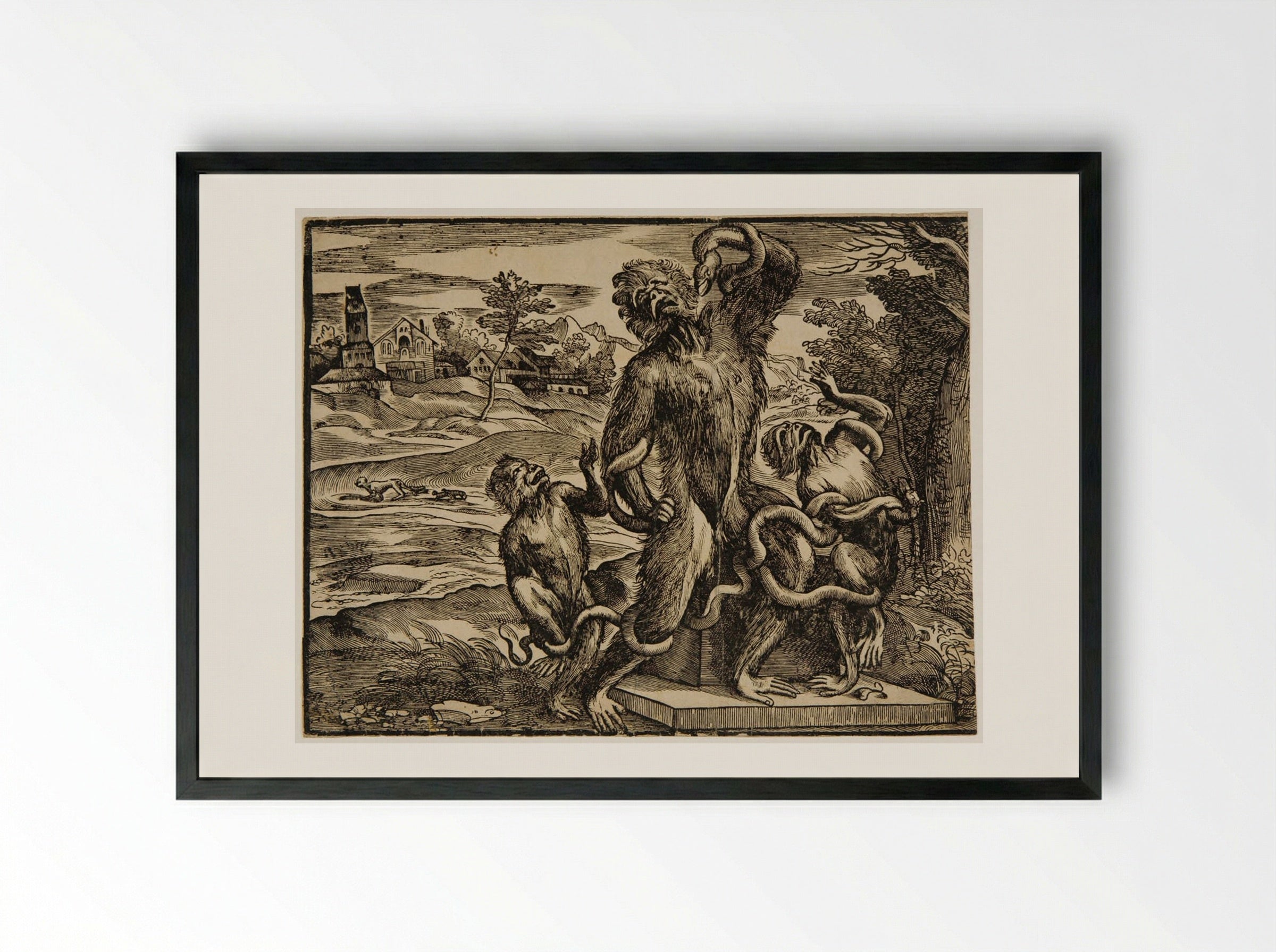 Caricature of the Laocoön - Nicolò Boldrini - Framed Print Black