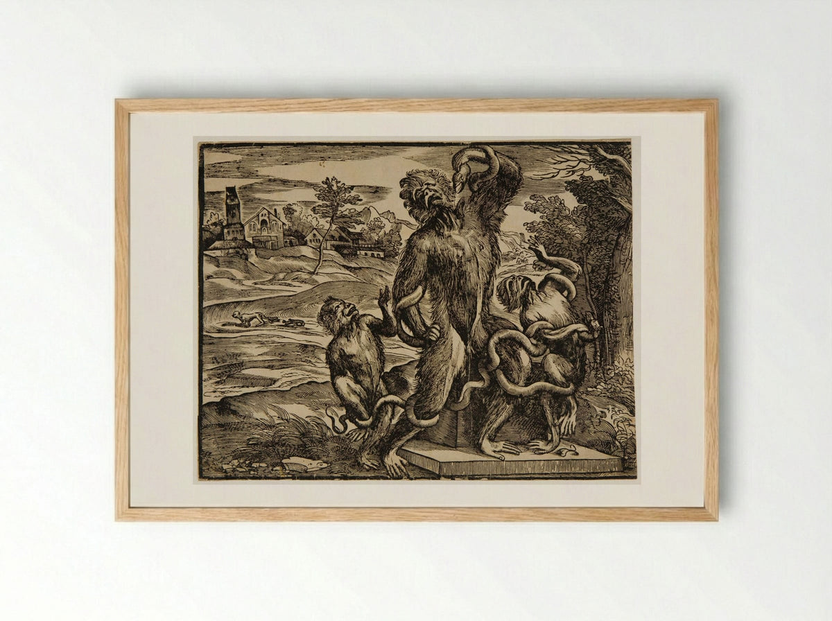 Caricature of the Laocoön - Nicolò Boldrini - Framed Print Wood