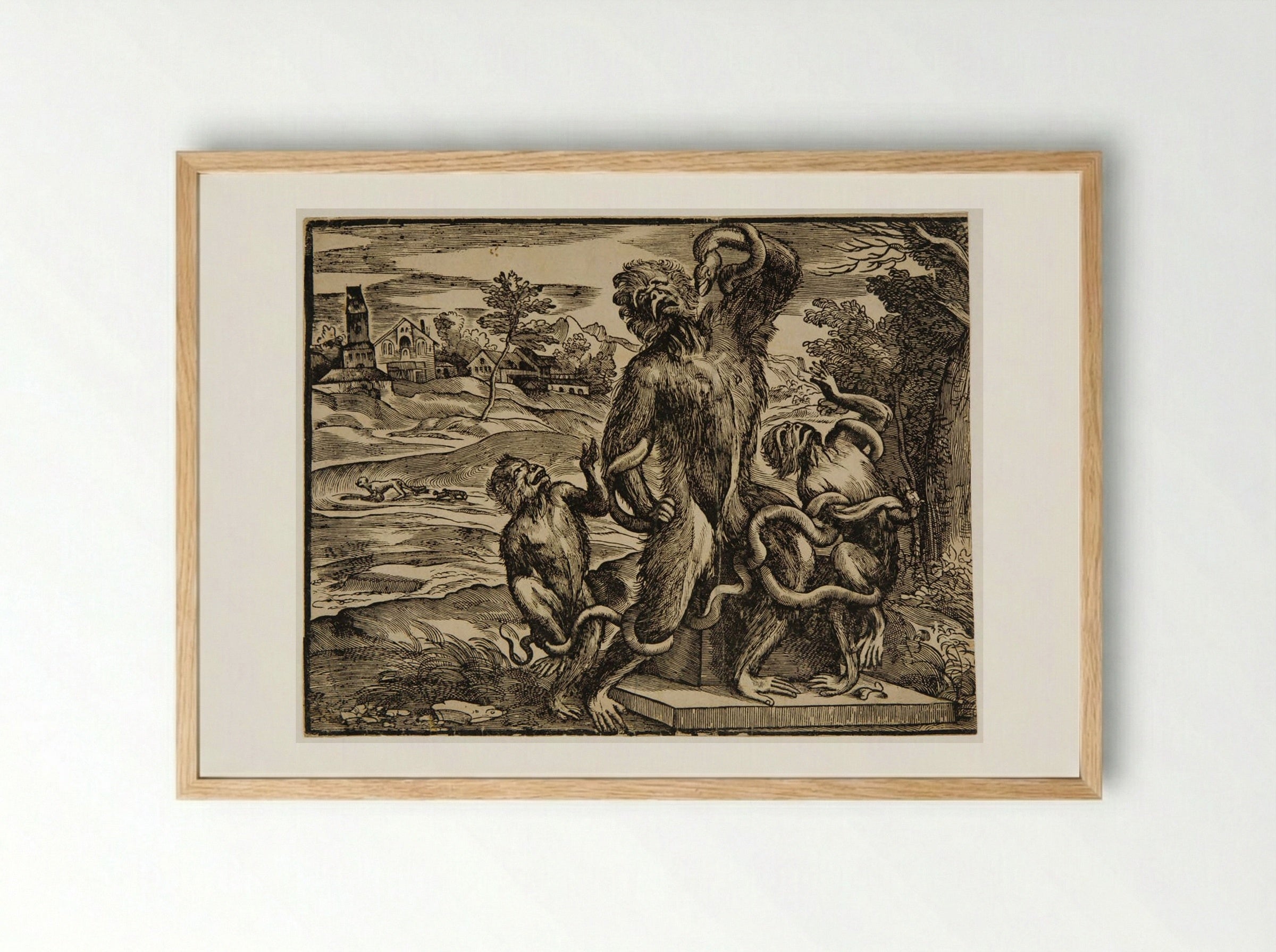 Caricature of the Laocoön - Nicolò Boldrini - Framed Print Wood