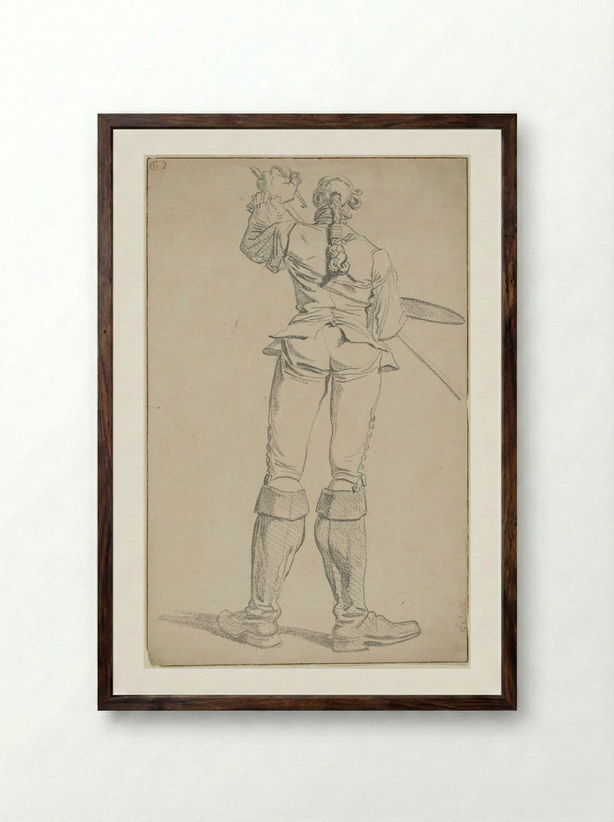 Caricature of the Painter Anicet Charles Gabriel Lemonnier - François-André Vincent - Framed Print Dark Wood