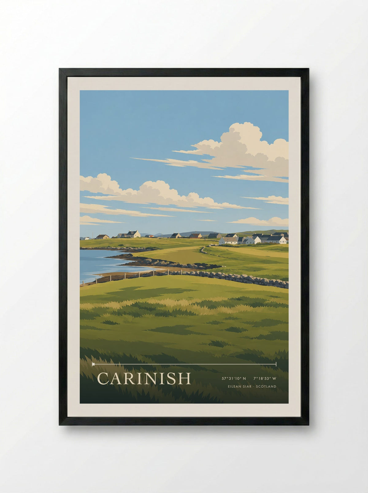Carinish, Eilean Siar | Travel Poster - Framed Print Black