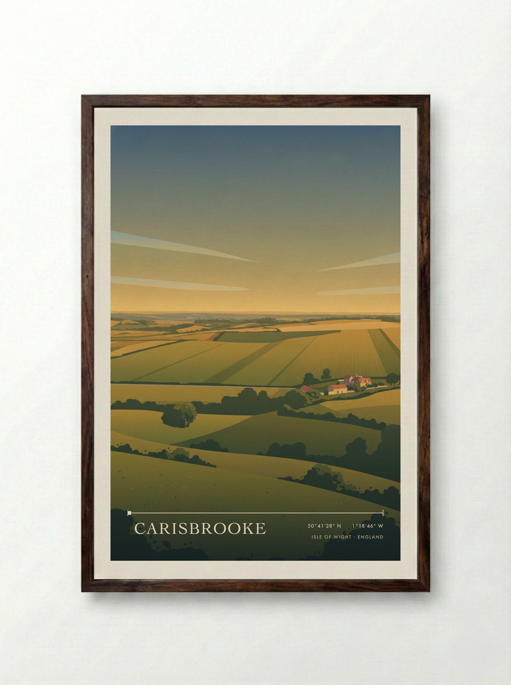 Carisbrooke Isle of Wight England Travel Poster - Framed Print Dark Wood