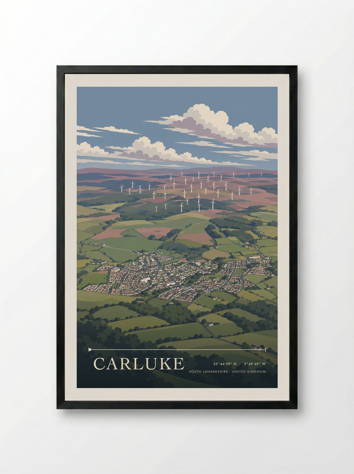 Carluke, South Lanarkshire | Travel Poster - Framed Print Black