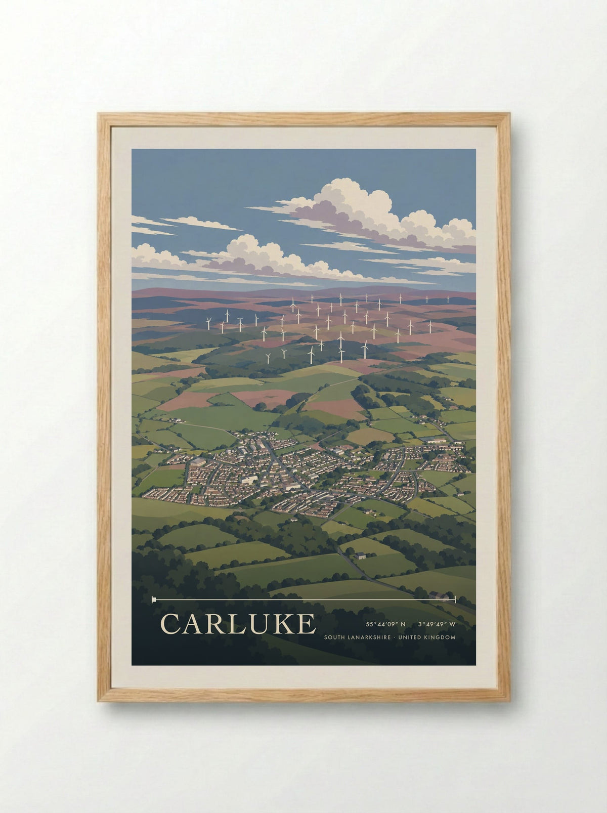 Carluke, South Lanarkshire | Travel Poster - Framed Print Wood