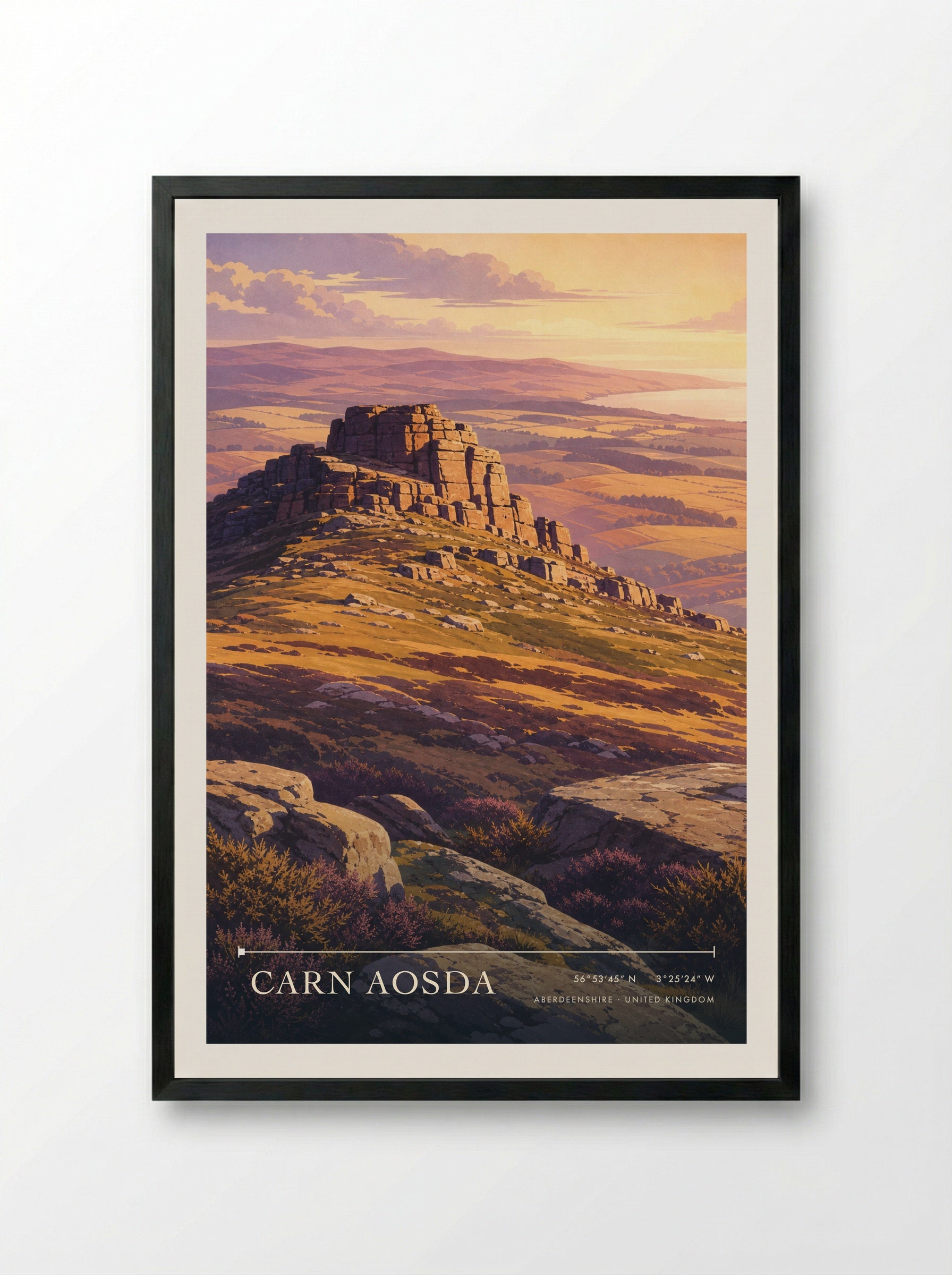 Carn Aosda Aberdeenshire United Kingdom Travel Poster - Framed Print Black