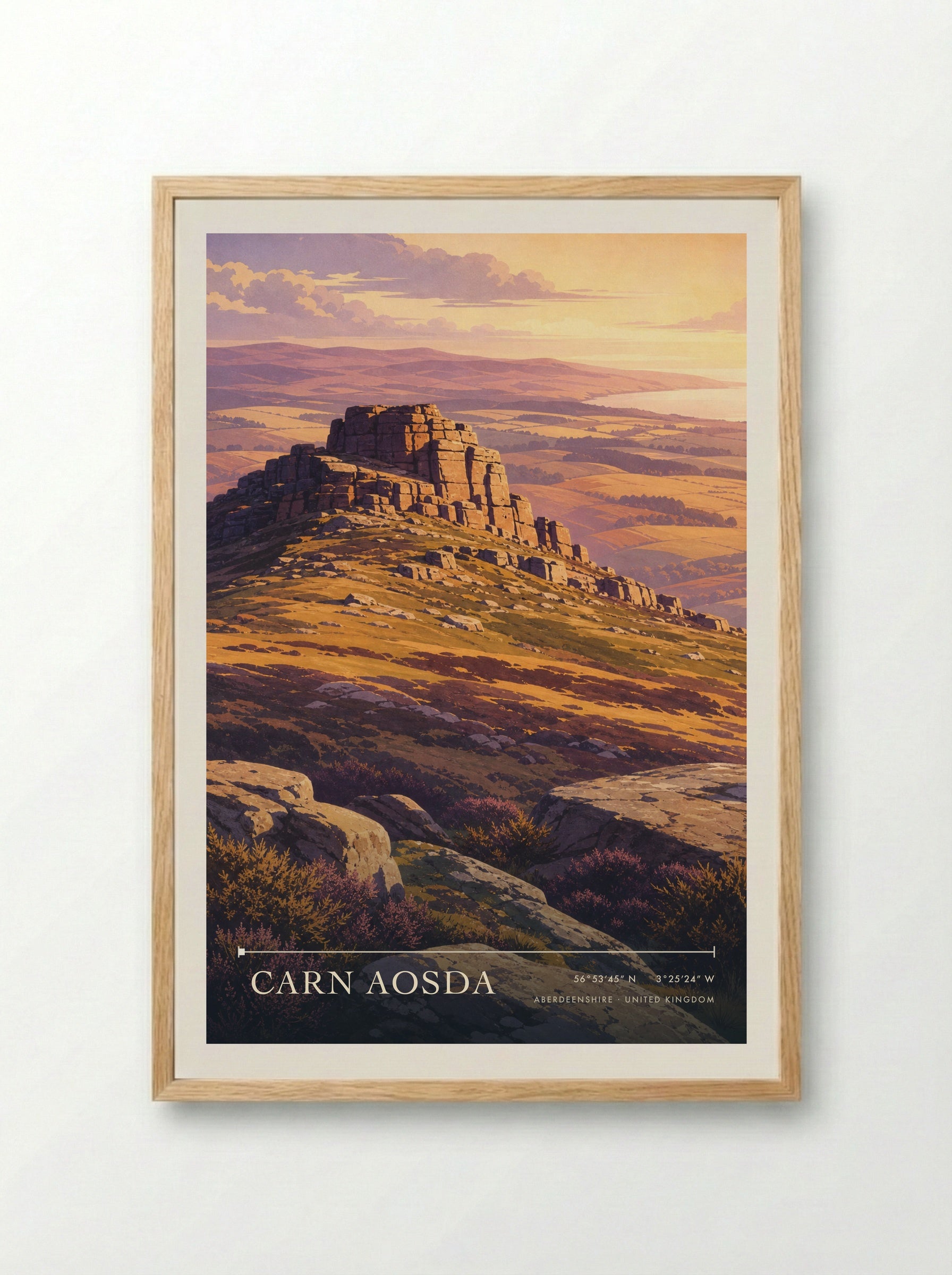 Carn Aosda Aberdeenshire United Kingdom Travel Poster - Framed Print Wood