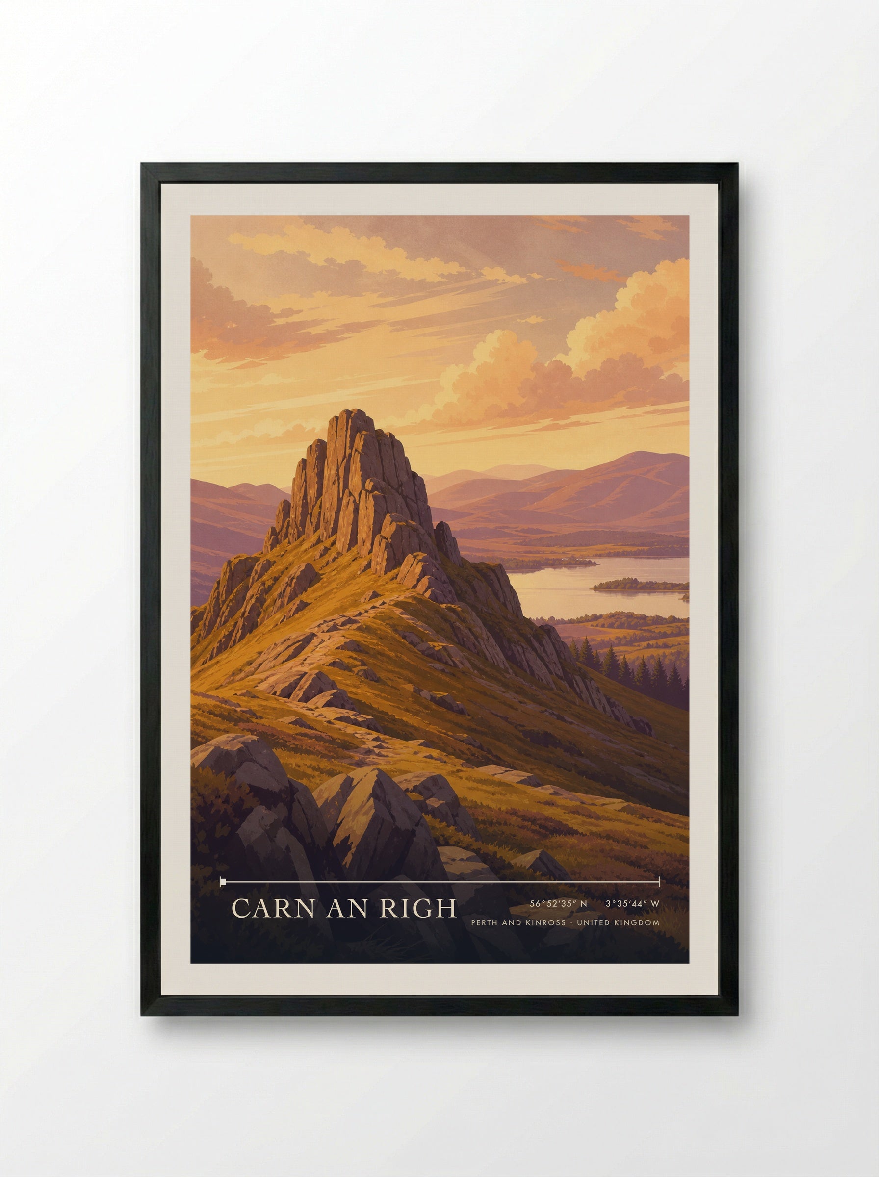 Carn an Righ Perth and Kinross United Kingdom Travel Poster - Framed Print Black