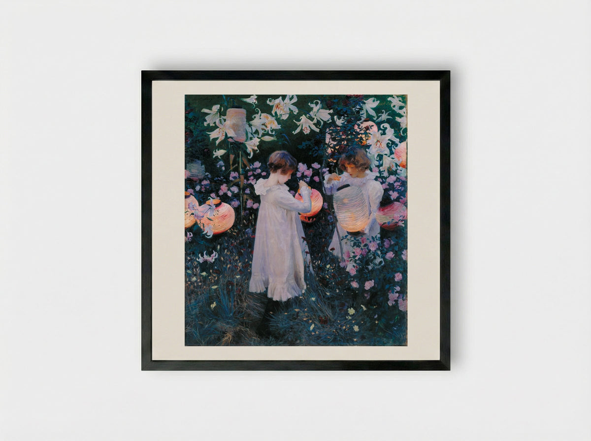 Carnation, Lily, Lily, Rose - John Singer Sargent - Framed Print Black