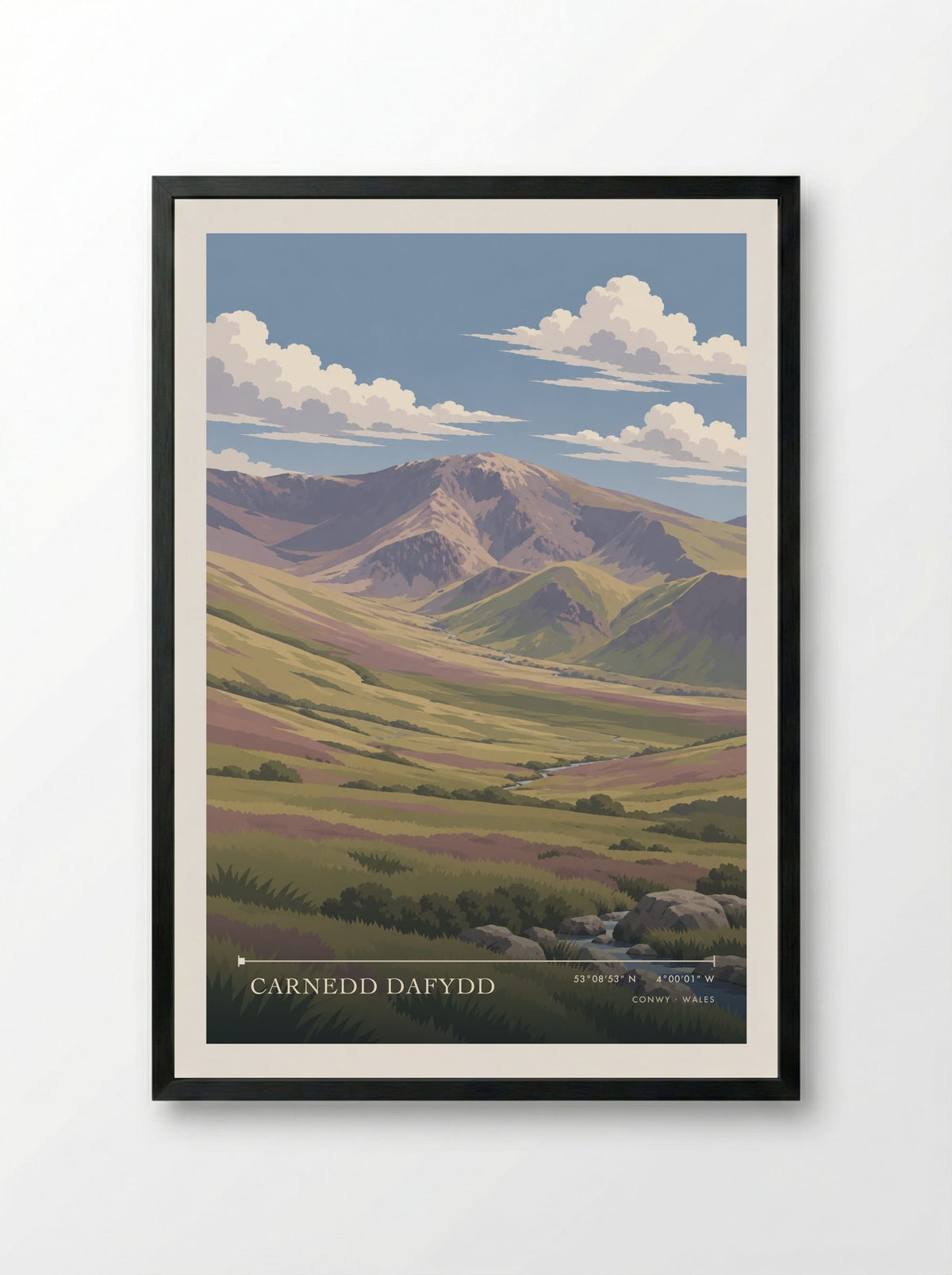 Carnedd Dafydd, Conwy | Travel Poster - Framed Print Black