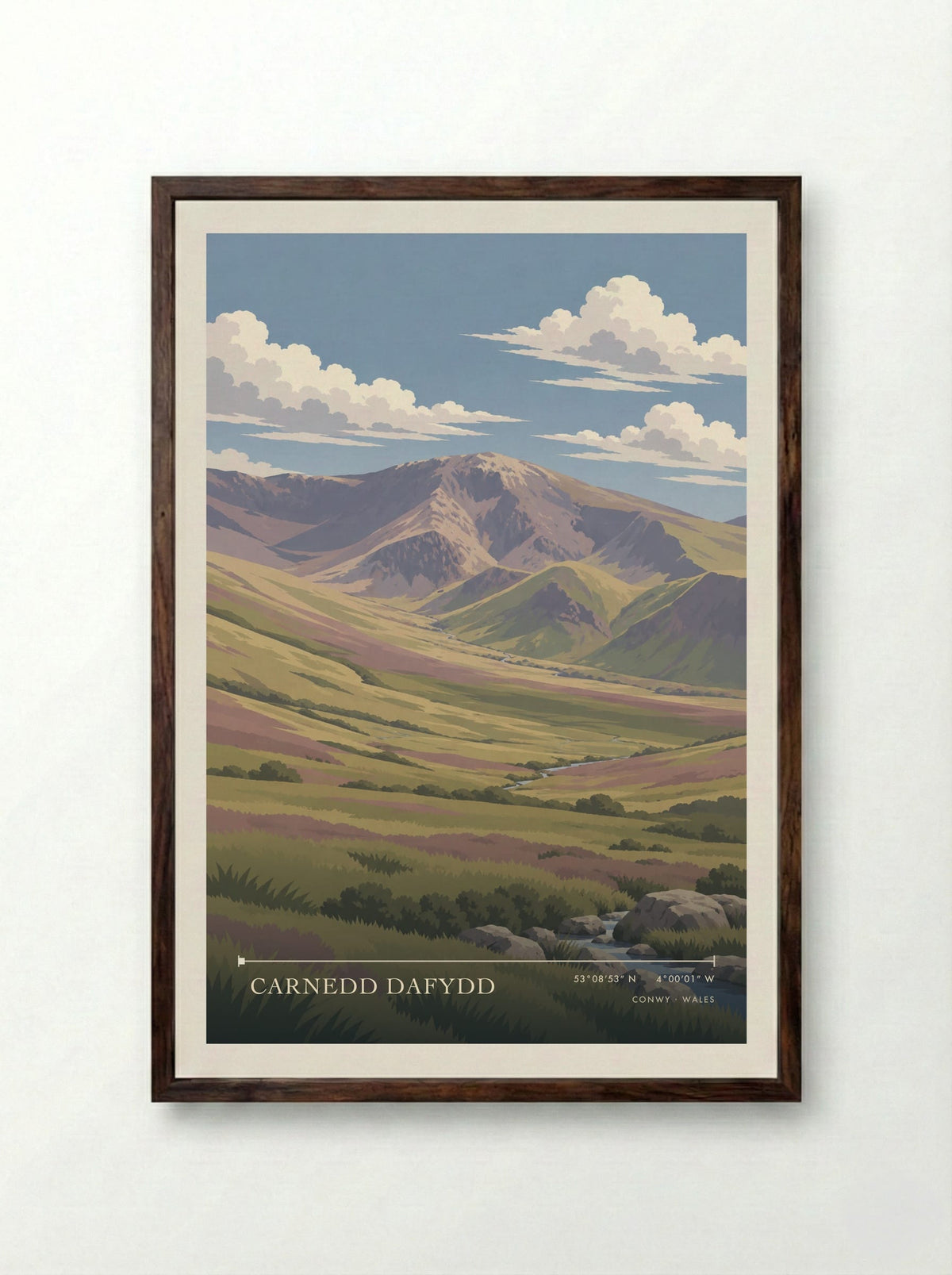 Carnedd Dafydd, Conwy | Travel Poster - Framed Print Dark Wood