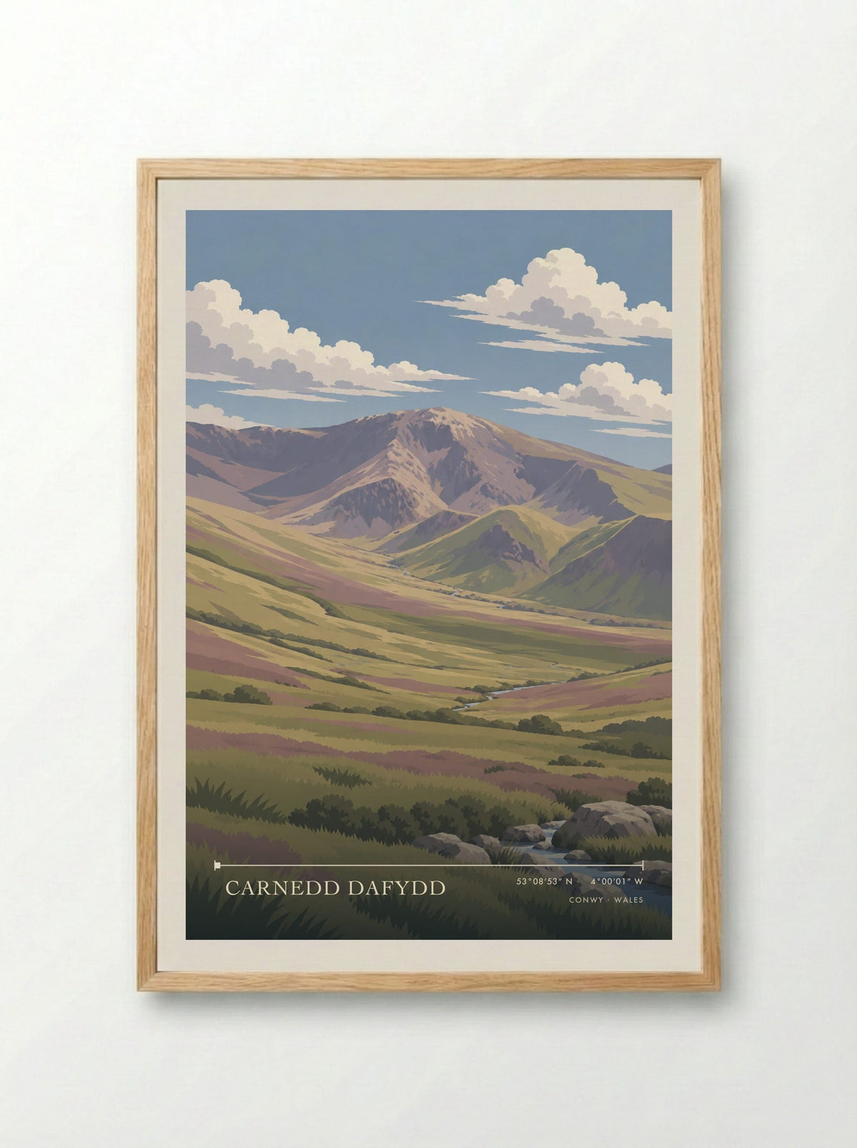 Carnedd Dafydd, Conwy | Travel Poster - Framed Print Wood