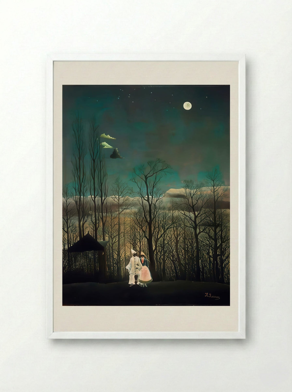 Carnival Evening by Henri Rousseau – Surreal Forest Landscape Art Print - Framed Print White