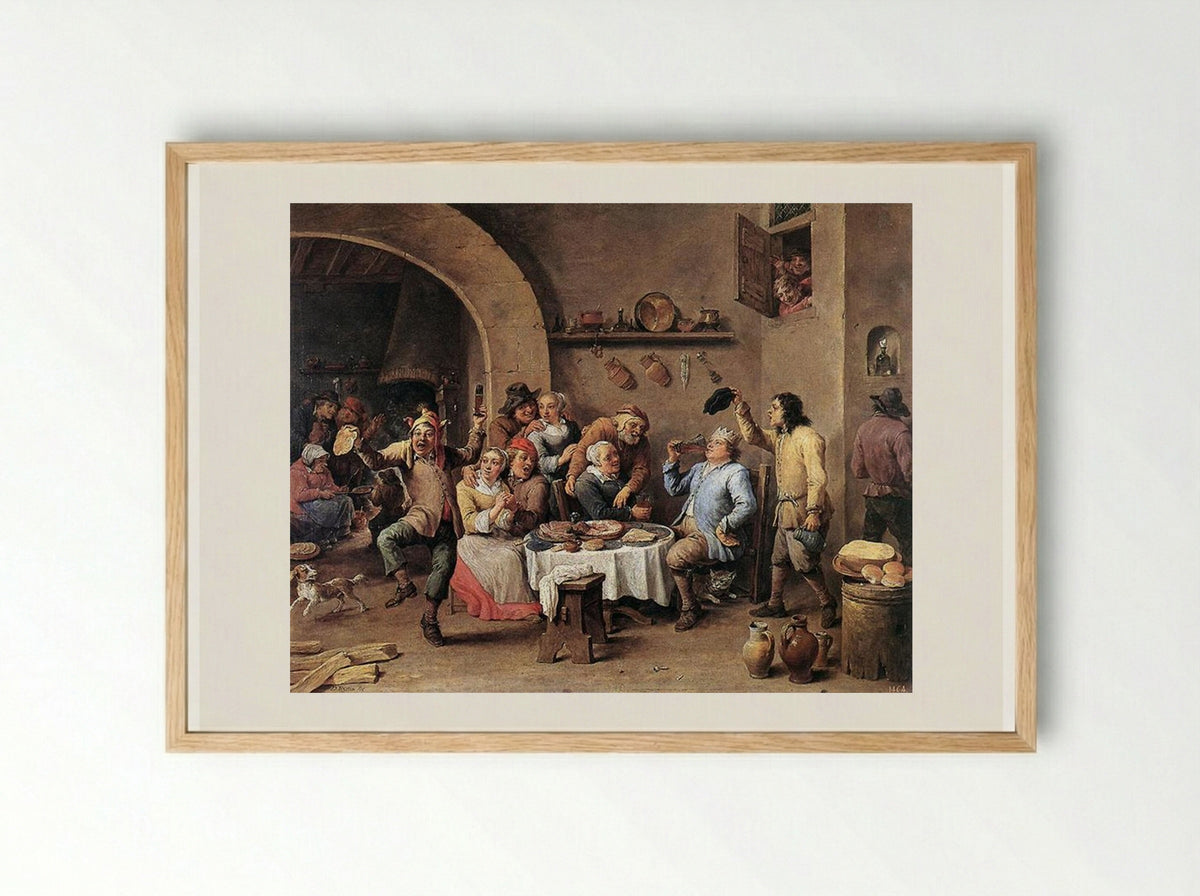 Carnival: 'The King Drinks' - David Teniers the Younger - Framed Print Wood