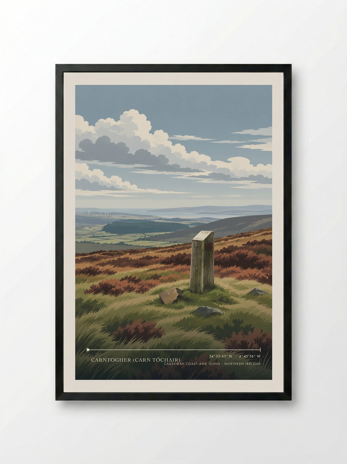 Carntogher (Carn Tóchair), Causeway Coast and Glens | Travel Poster - Framed Print Black