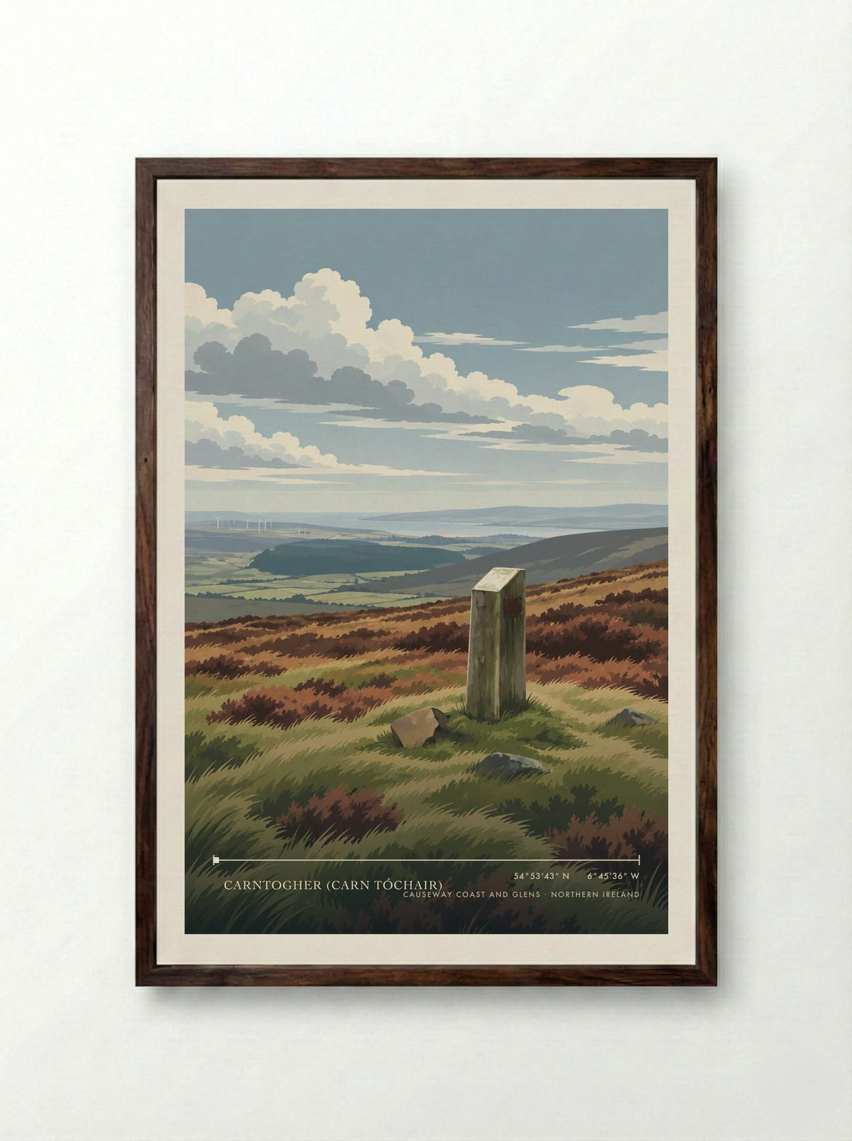Carntogher (Carn Tóchair), Causeway Coast and Glens | Travel Poster - Framed Print Dark Wood