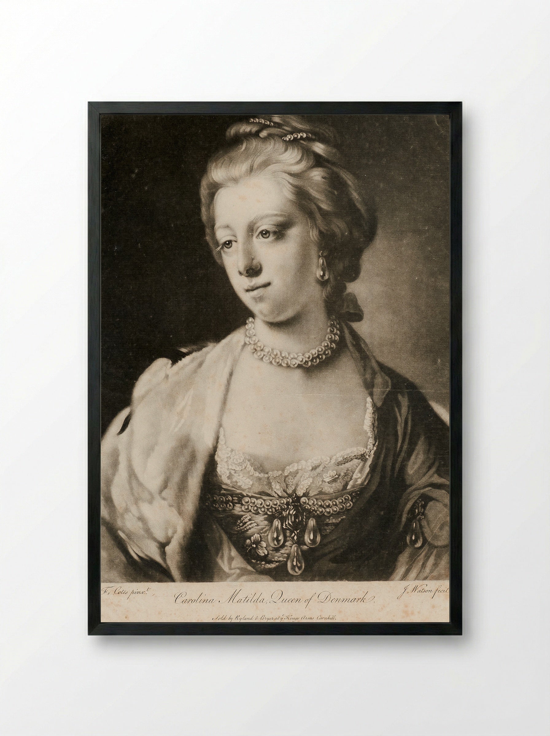 Carolina Matilda, Queen of Denmark - James Watson - Framed Print Black