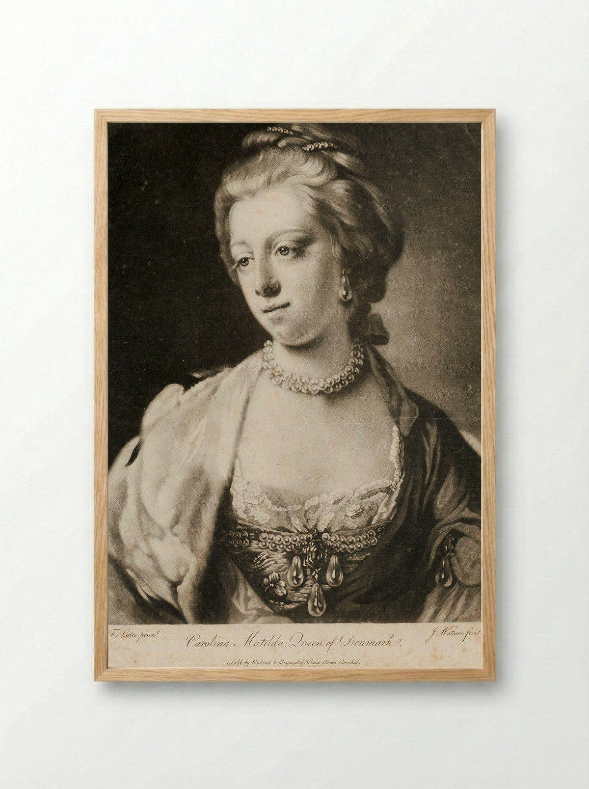 Carolina Matilda, Queen of Denmark - James Watson - Framed Print Wood