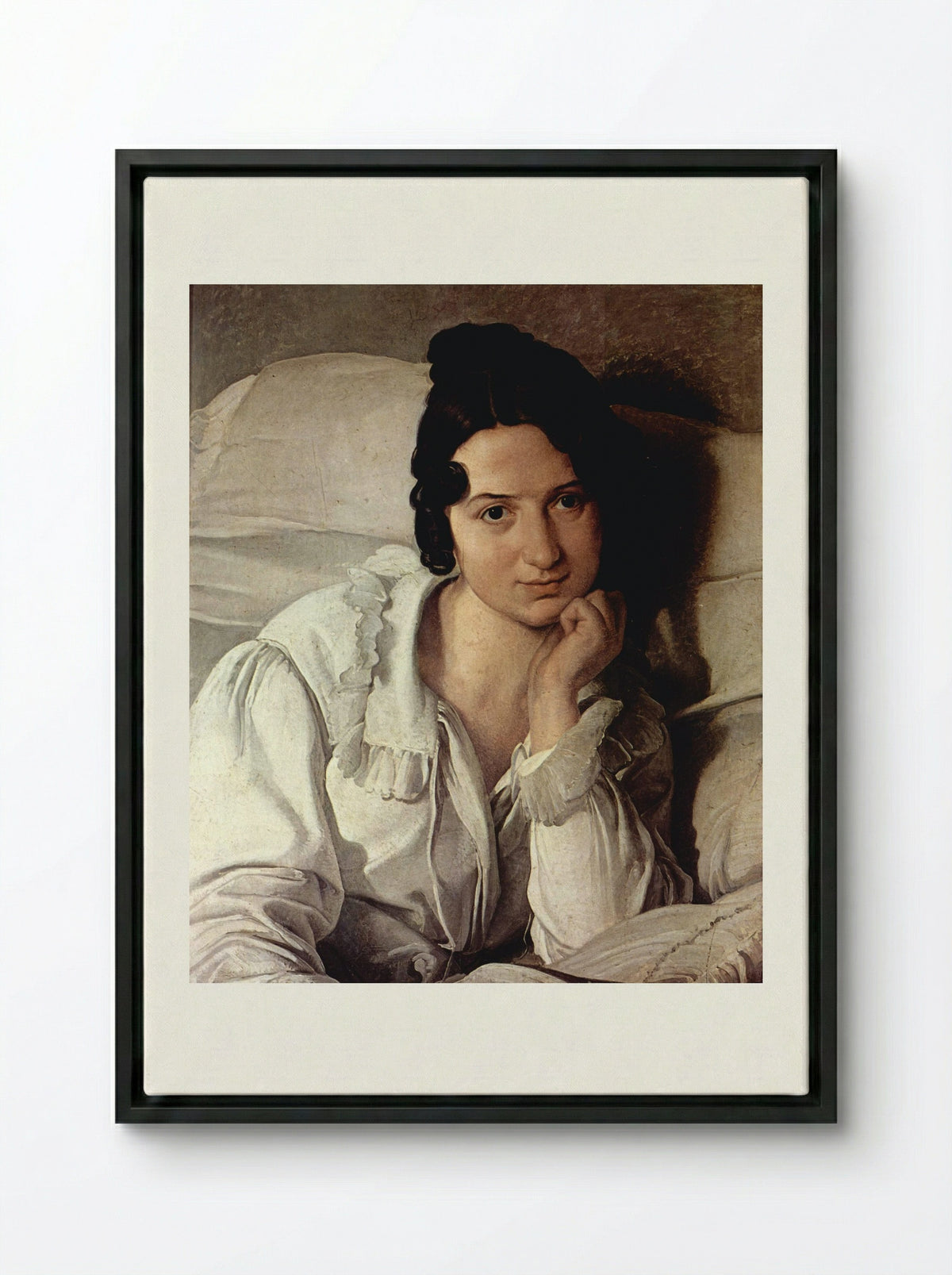 Carolina Zucchi (La Malata) - Francesco Hayez - Framed Canvas Black