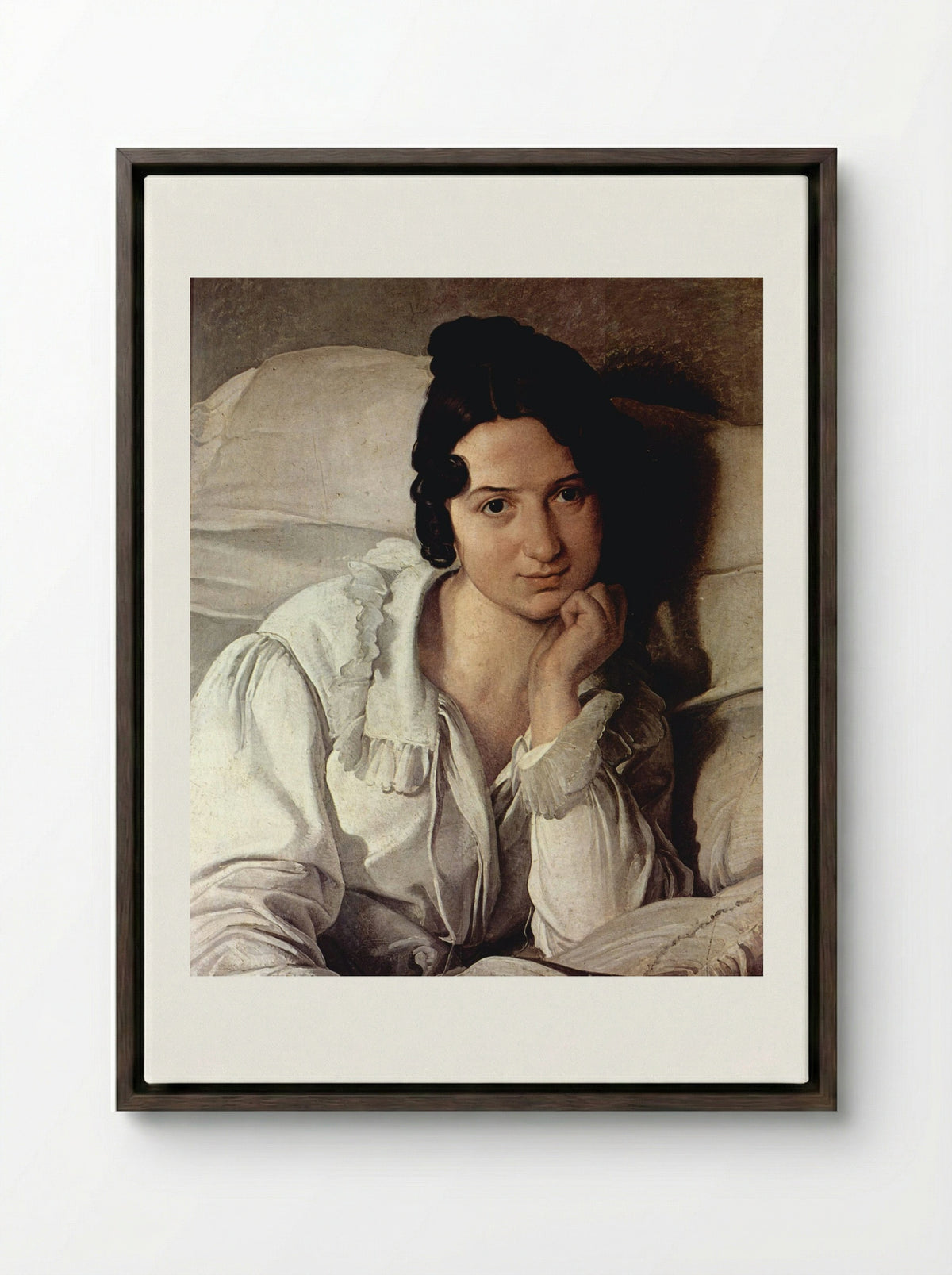Carolina Zucchi (La Malata) - Francesco Hayez - Framed Canvas Dark Wood