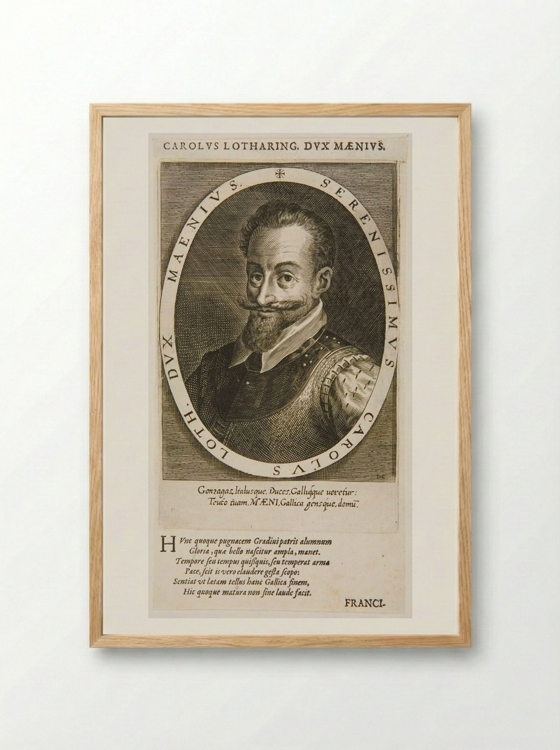 Carolus Lotharing, dux Maenius - Dominicus Custos - Framed Print Wood