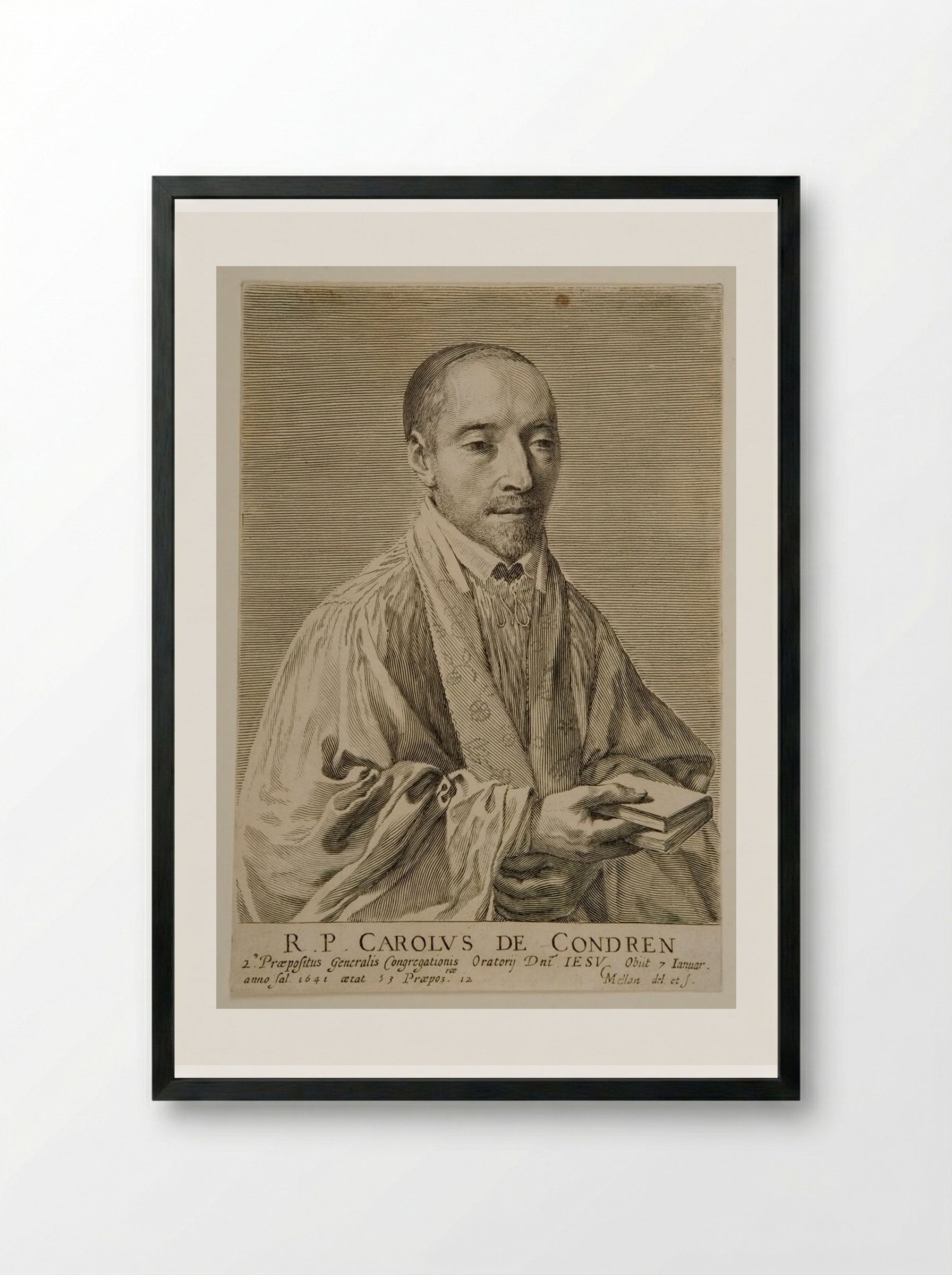 Carolus de Condren - Claude Mellan - Framed Print Black