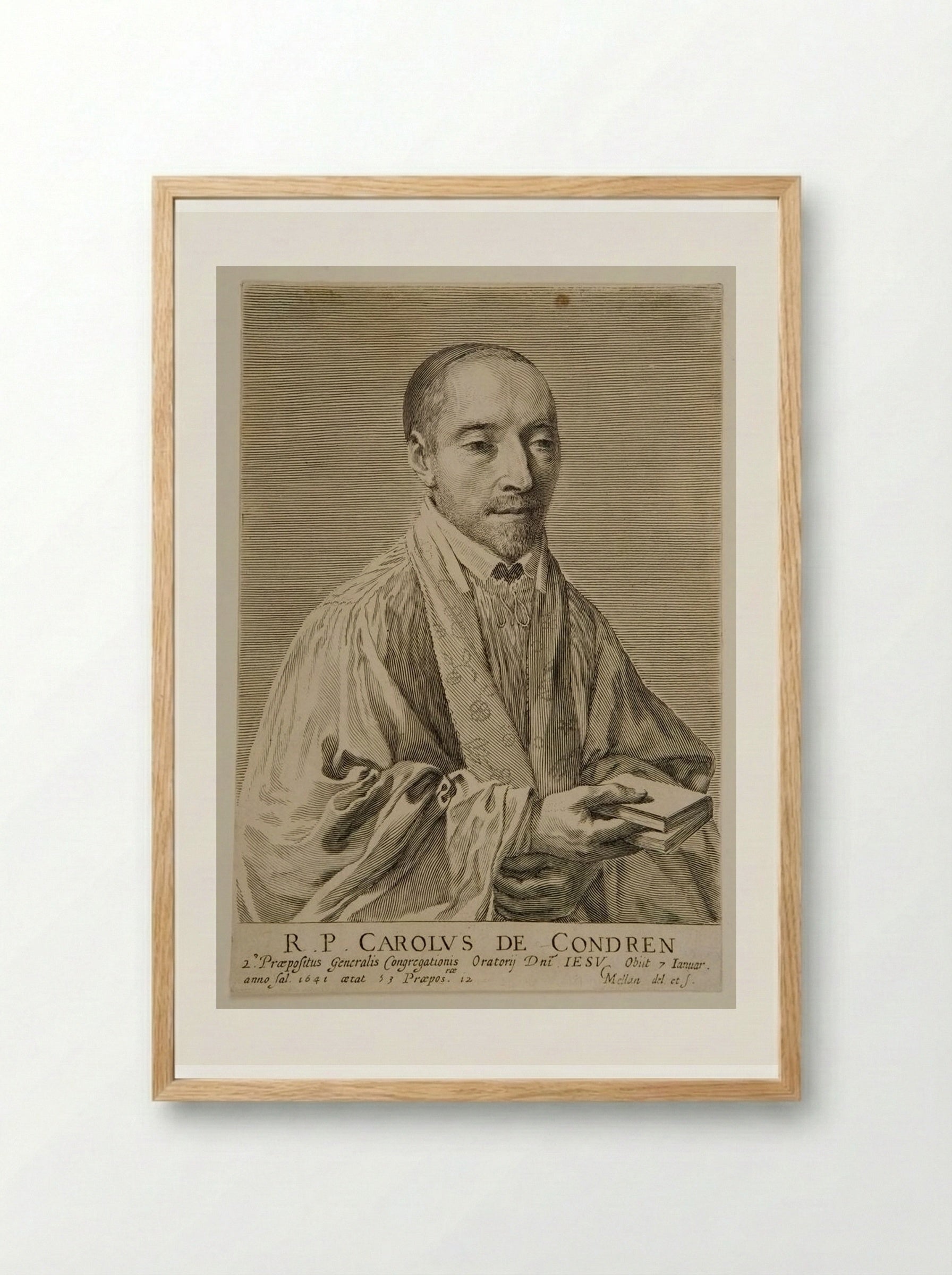 Carolus de Condren - Claude Mellan - Framed Print Wood