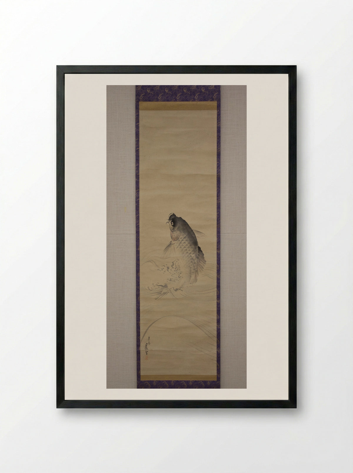 Carp - Nagasawa Rosetsu - Framed Print Black