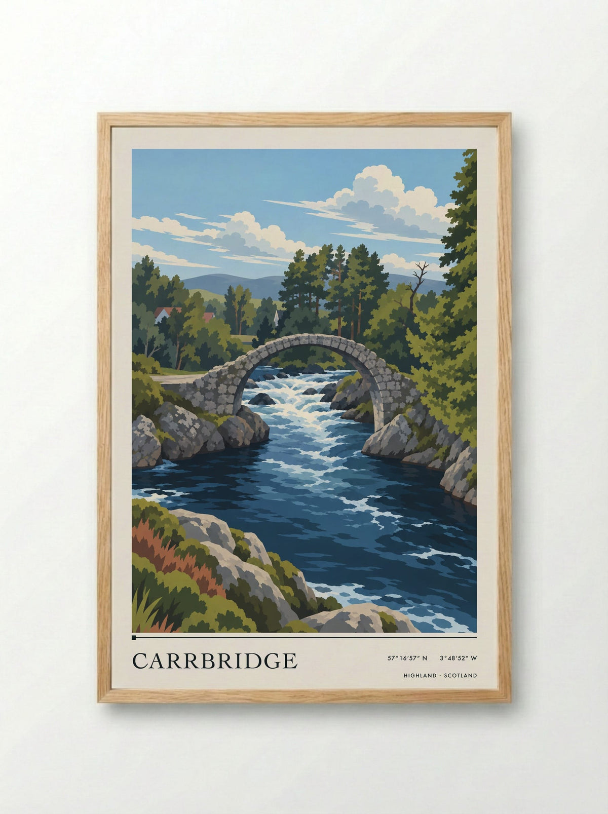 Carrbridge, Highland | Travel Poster - Framed Print Wood
