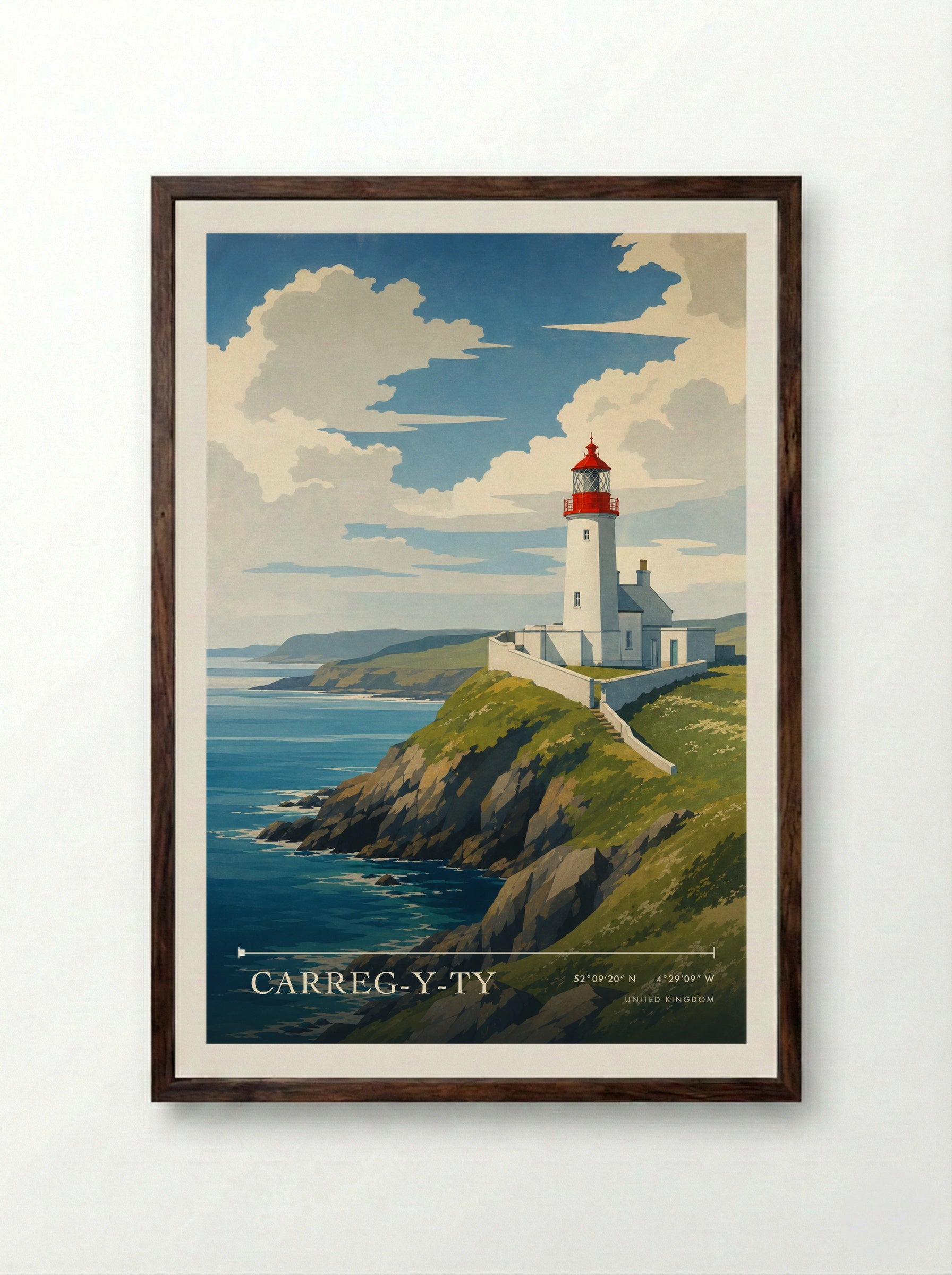 Carreg-Y-Ty United Kingdom Travel Poster - Framed Print Dark Wood