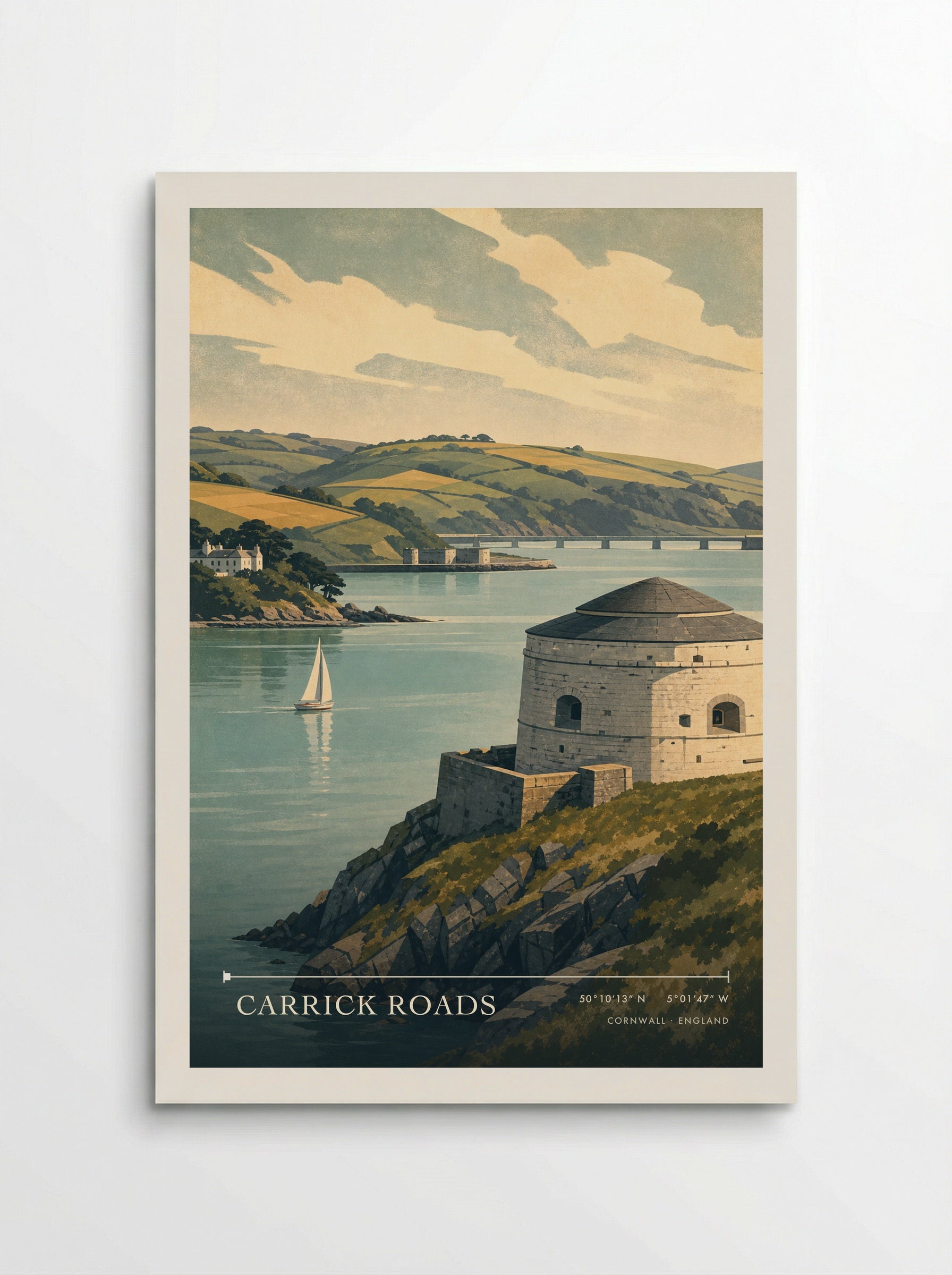 Carrick Roads Cornwall England Travel Poster - Poster