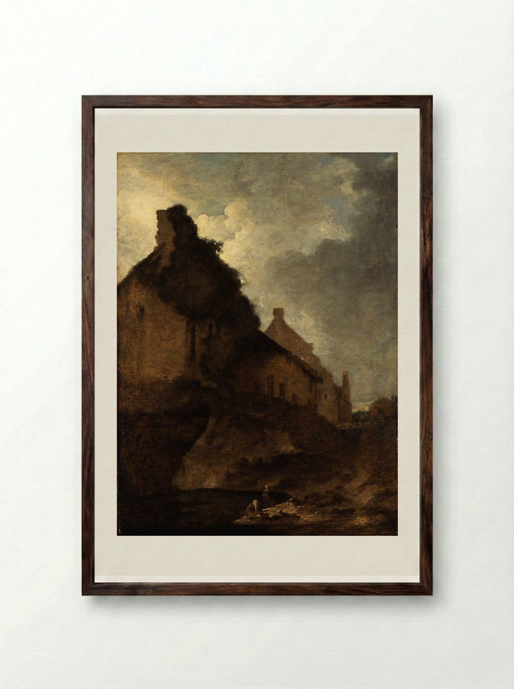 Carrow Abbey, Norwich - John Crome - Framed Print Dark Wood