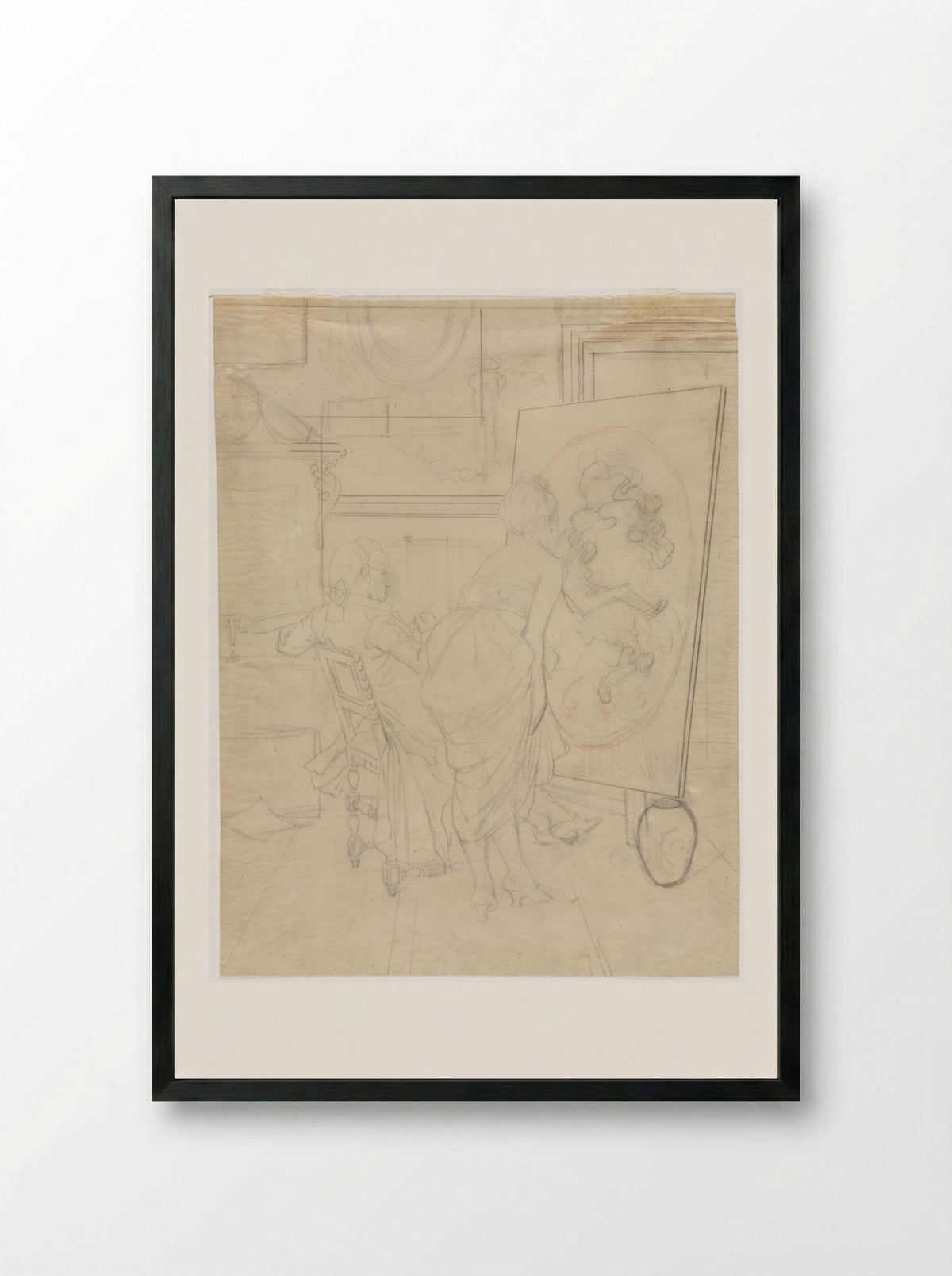 Cartoon for The Opinion of the Model - Charles Bargue - Framed Print Black