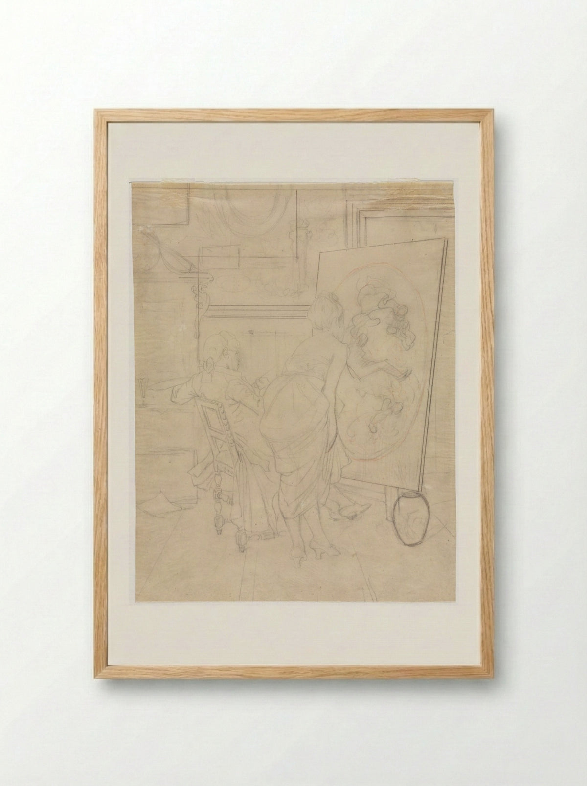 Cartoon for The Opinion of the Model - Charles Bargue - Framed Print Wood
