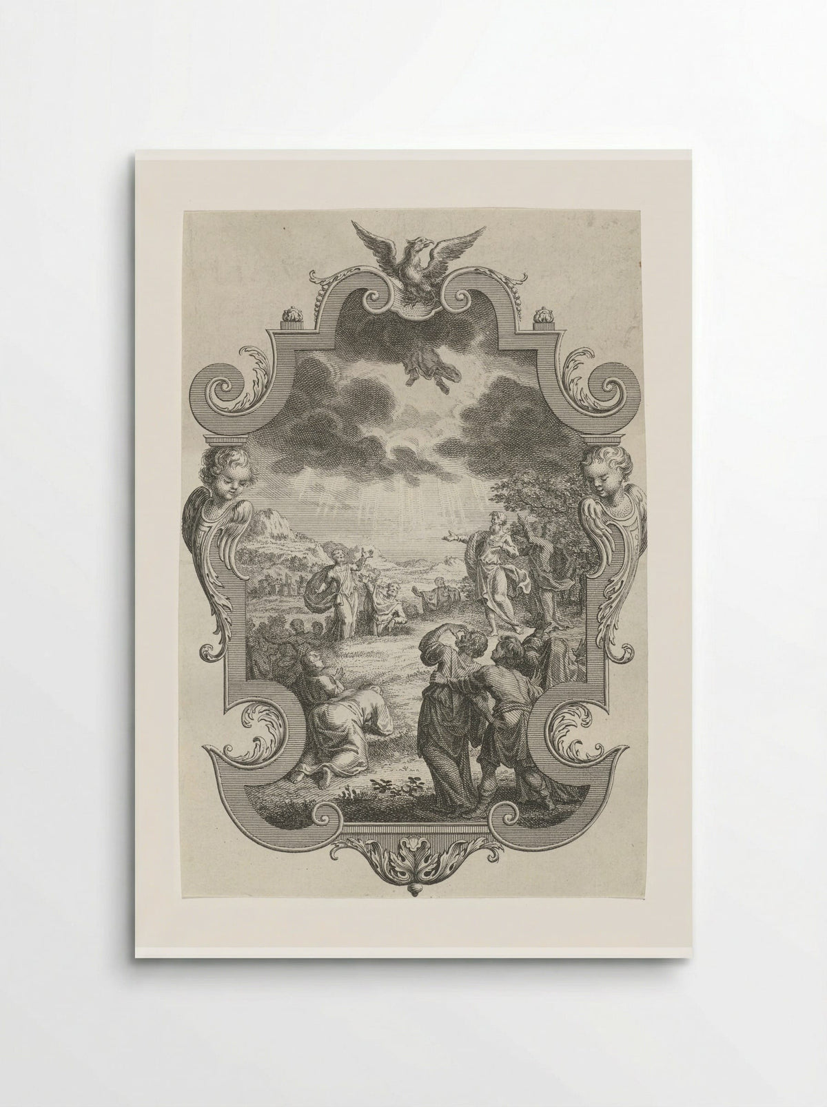 Cartouche met de hemelvaart van Christus - Jan Caspar Philips - Poster