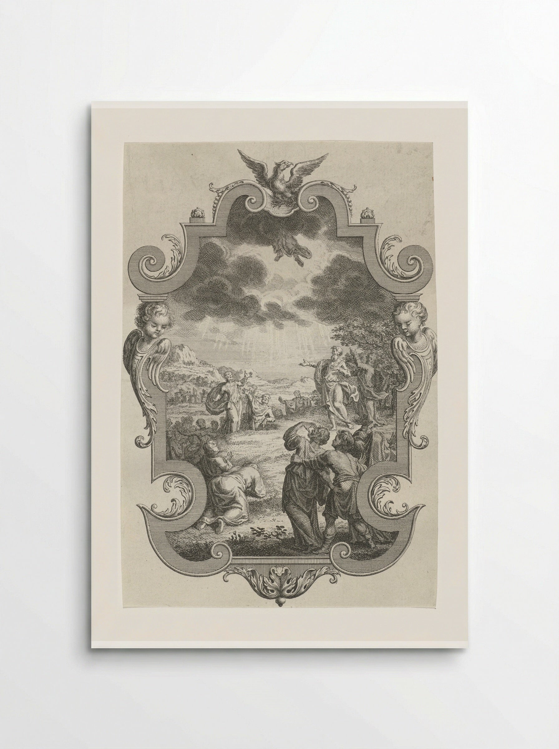 Cartouche met de hemelvaart van Christus - Jan Caspar Philips - Poster