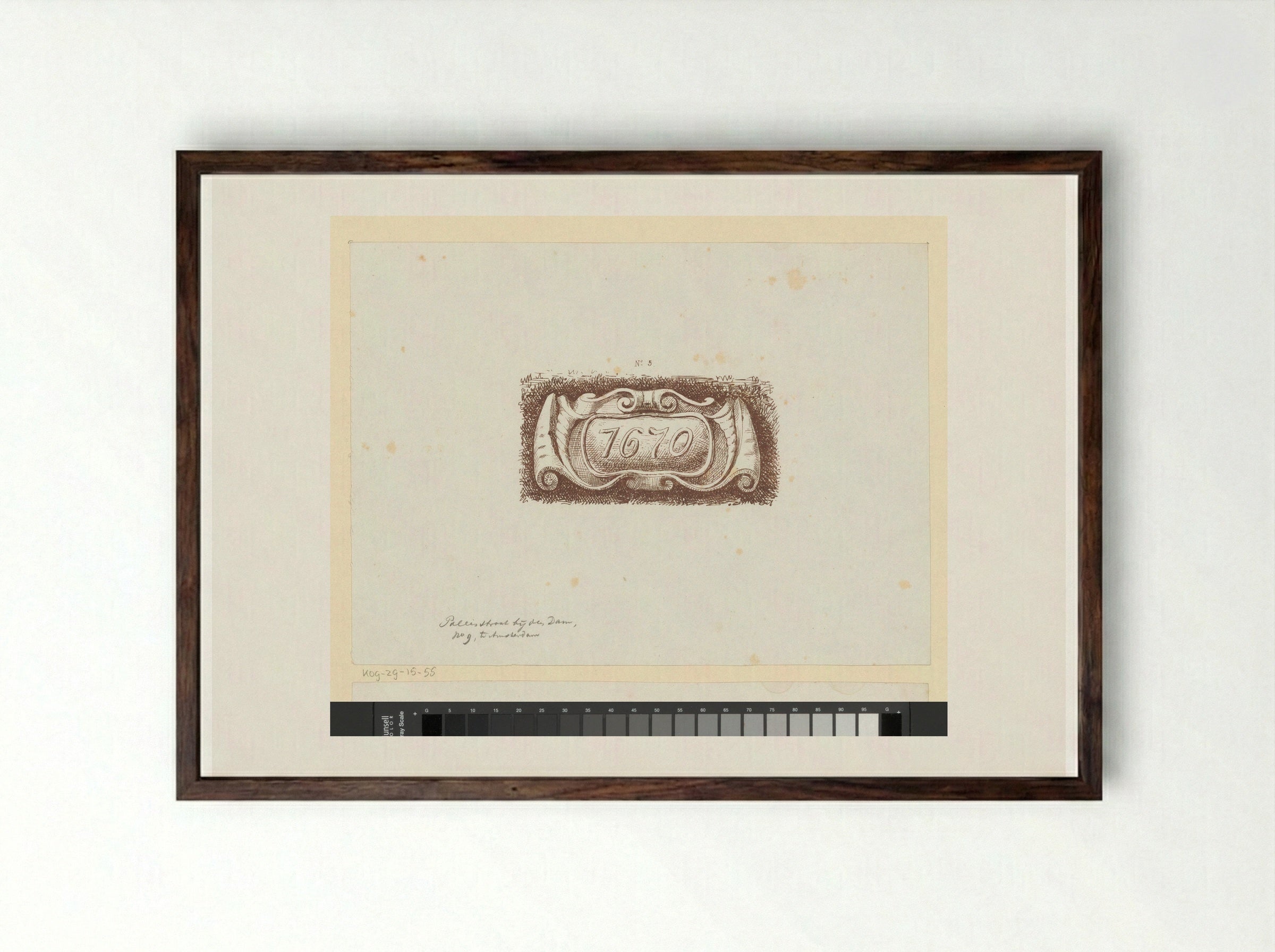 Cartouche met het jaartal 1670 - Jac van Looij - Framed Print Dark Wood