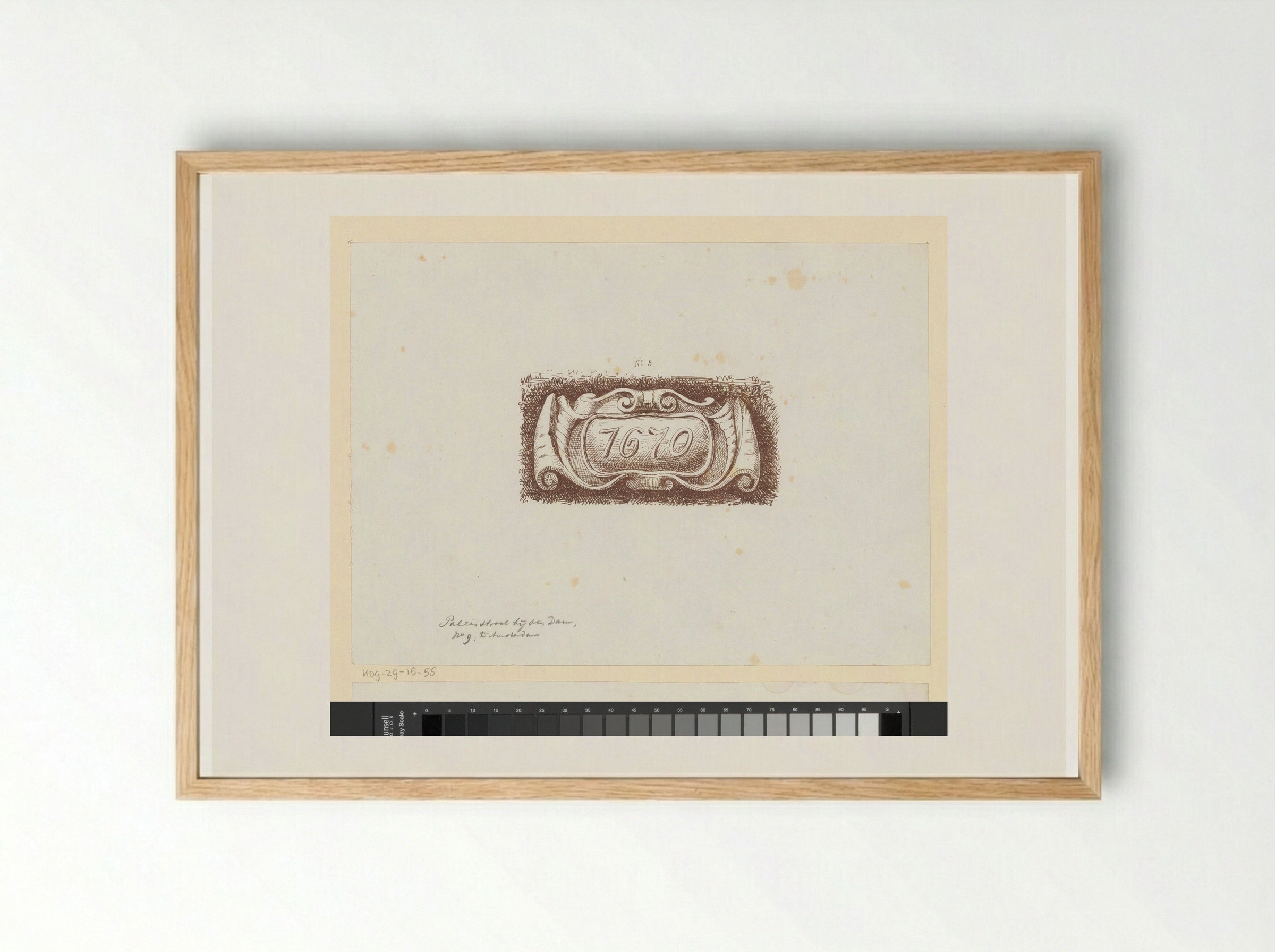 Cartouche met het jaartal 1670 - Jac van Looij - Framed Print Wood