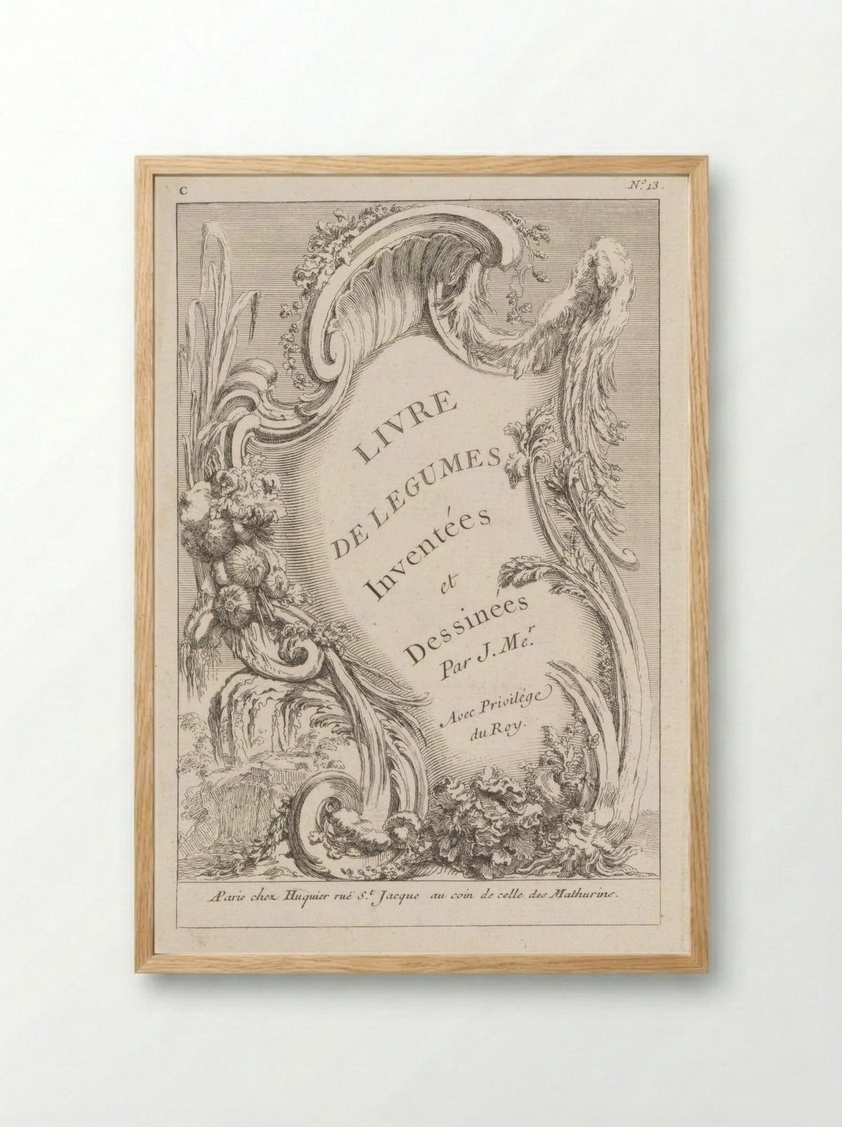 Cartouche with Vegetables - Pierre Quentin Chedel - Framed Print Wood
