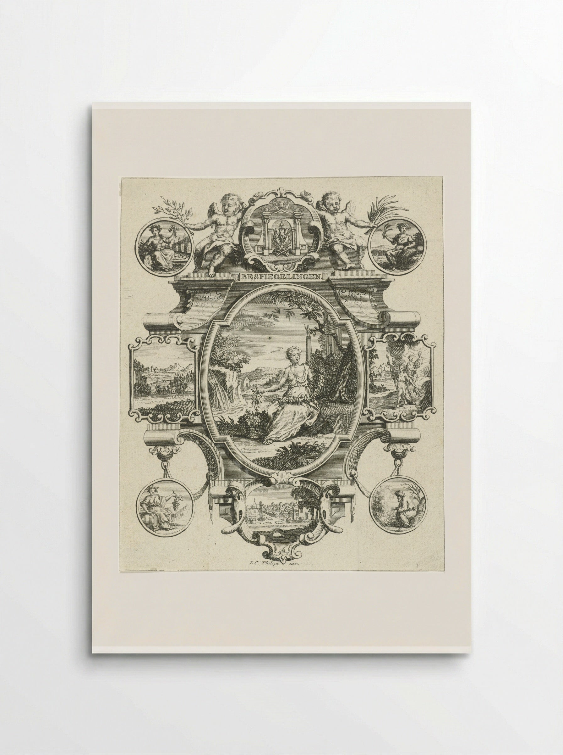 Cartouche with Woman in a Landscape - Jan Caspar Philips - Poster